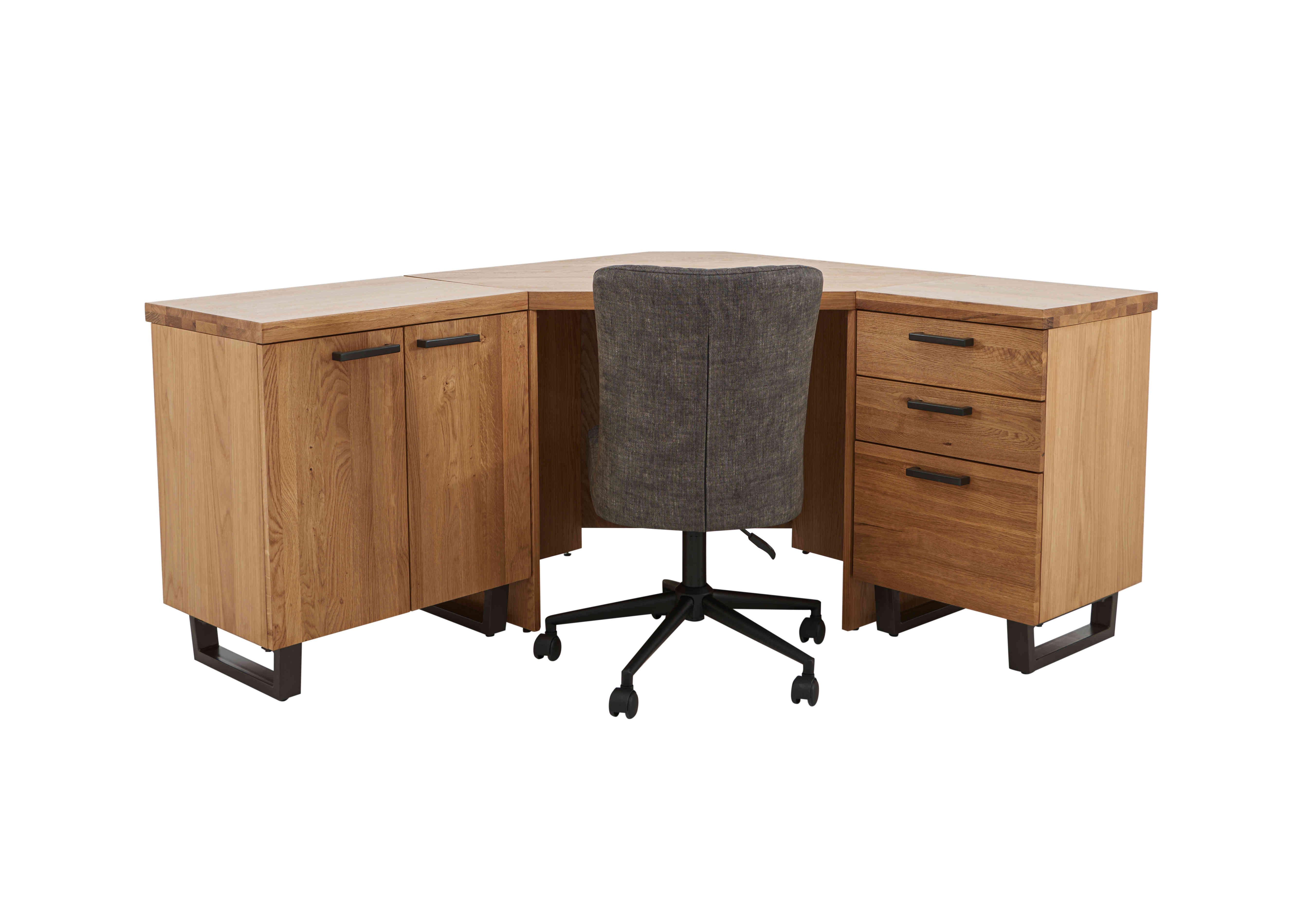 Earth Corner Desk, Filing Cabinet, 2 Door Storage Unit and Office Chair in  on Furniture Village