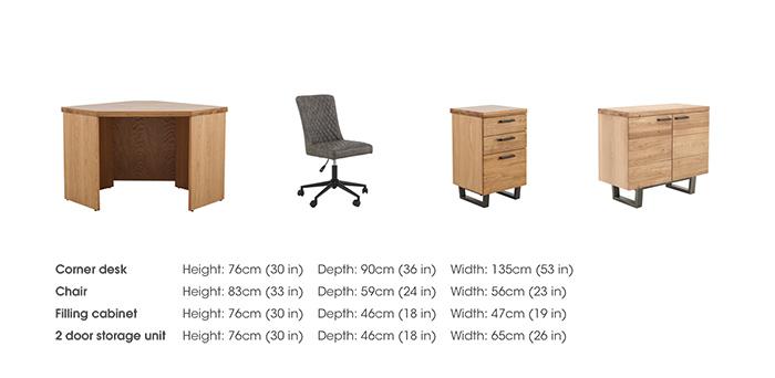 Earth Corner Desk, Filing Cabinet, 2 Door Storage Unit and Office Chair in  on Furniture Village