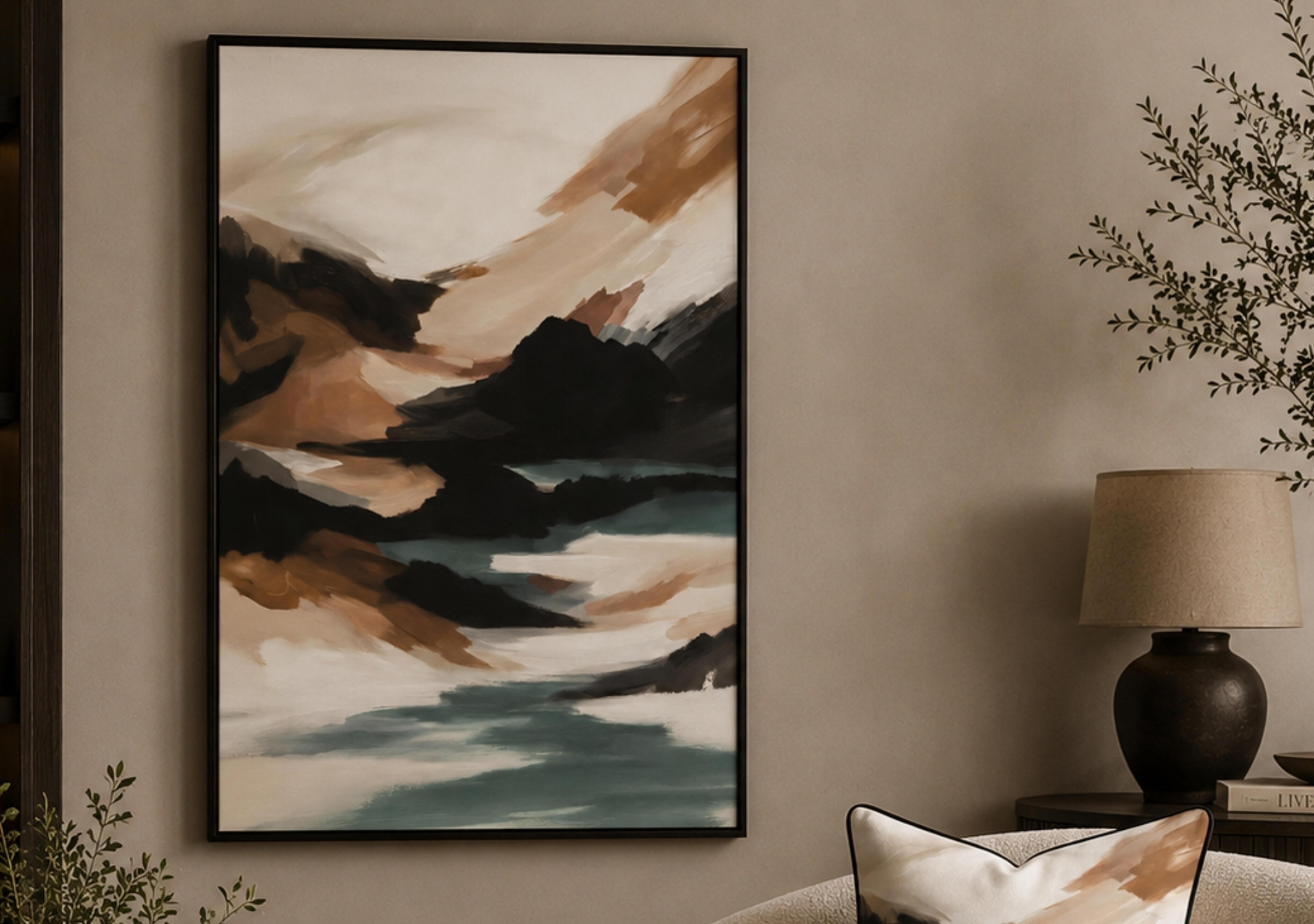 Earth Bound Flow 2 Framed Velvet Canvas in  on Furniture Village