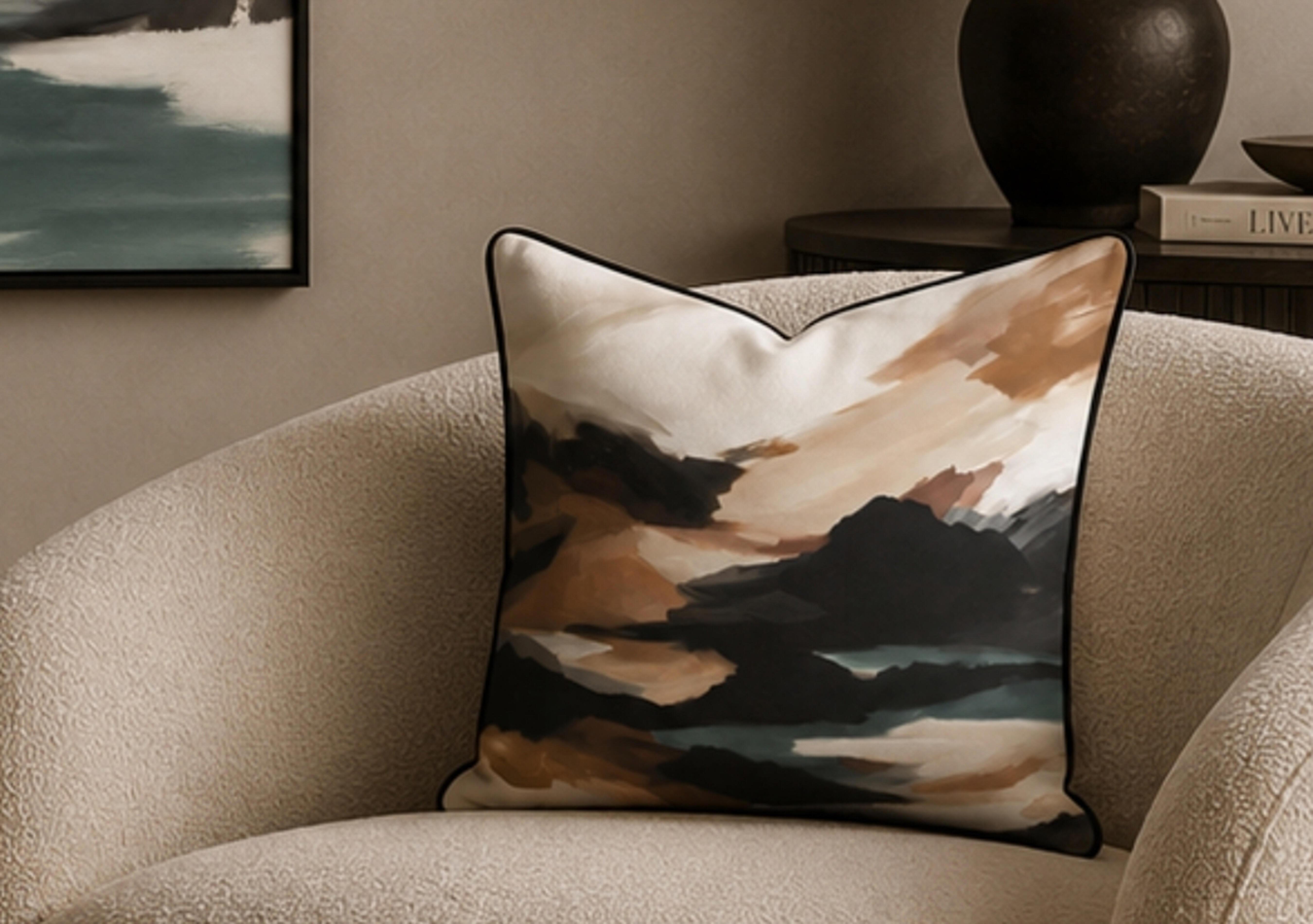 Earth Bound Flow Large Feather Cushion in  on Furniture Village