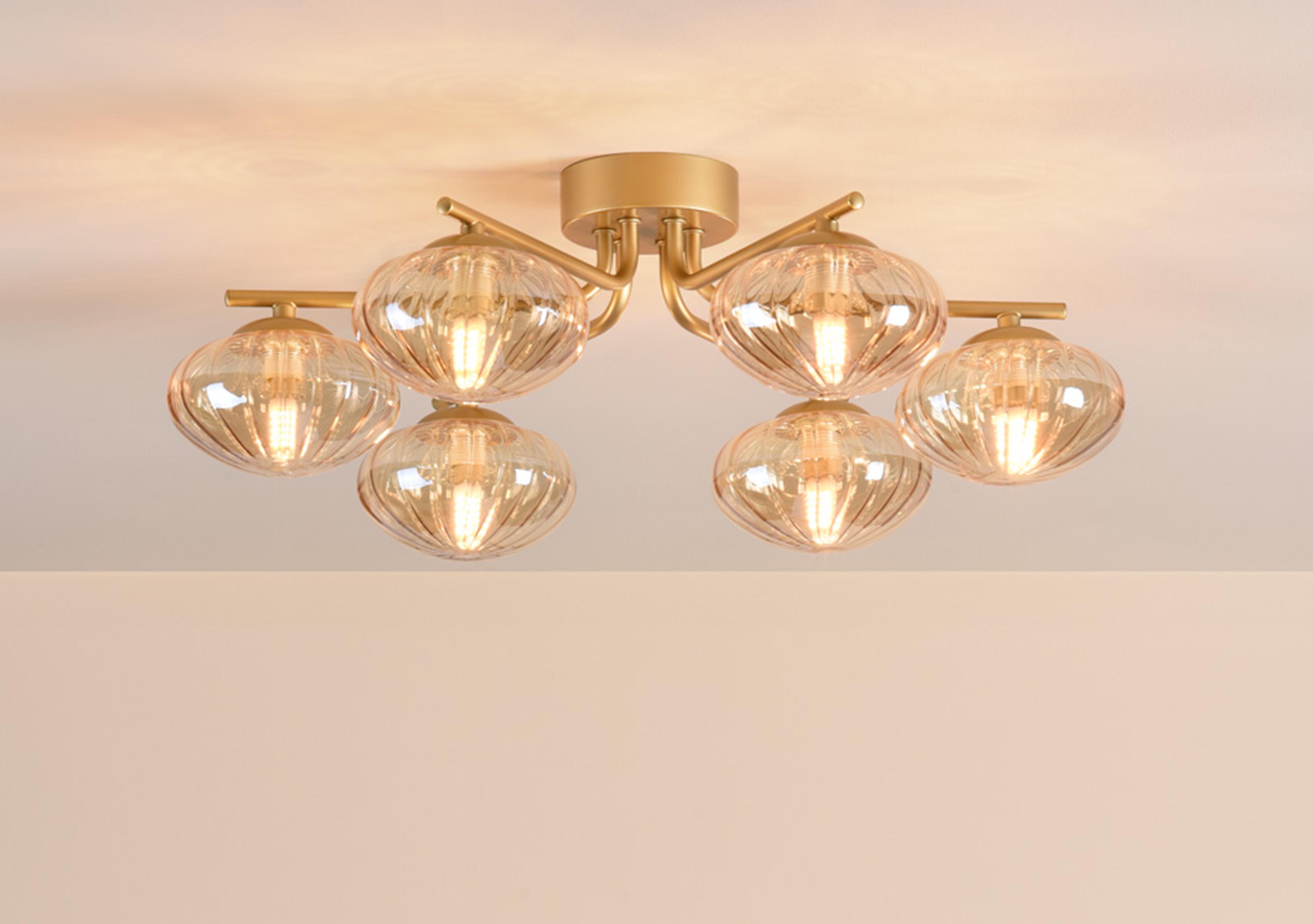 Edin Glass 6 Light Semi Flush Ceiling Light in  on Furniture Village
