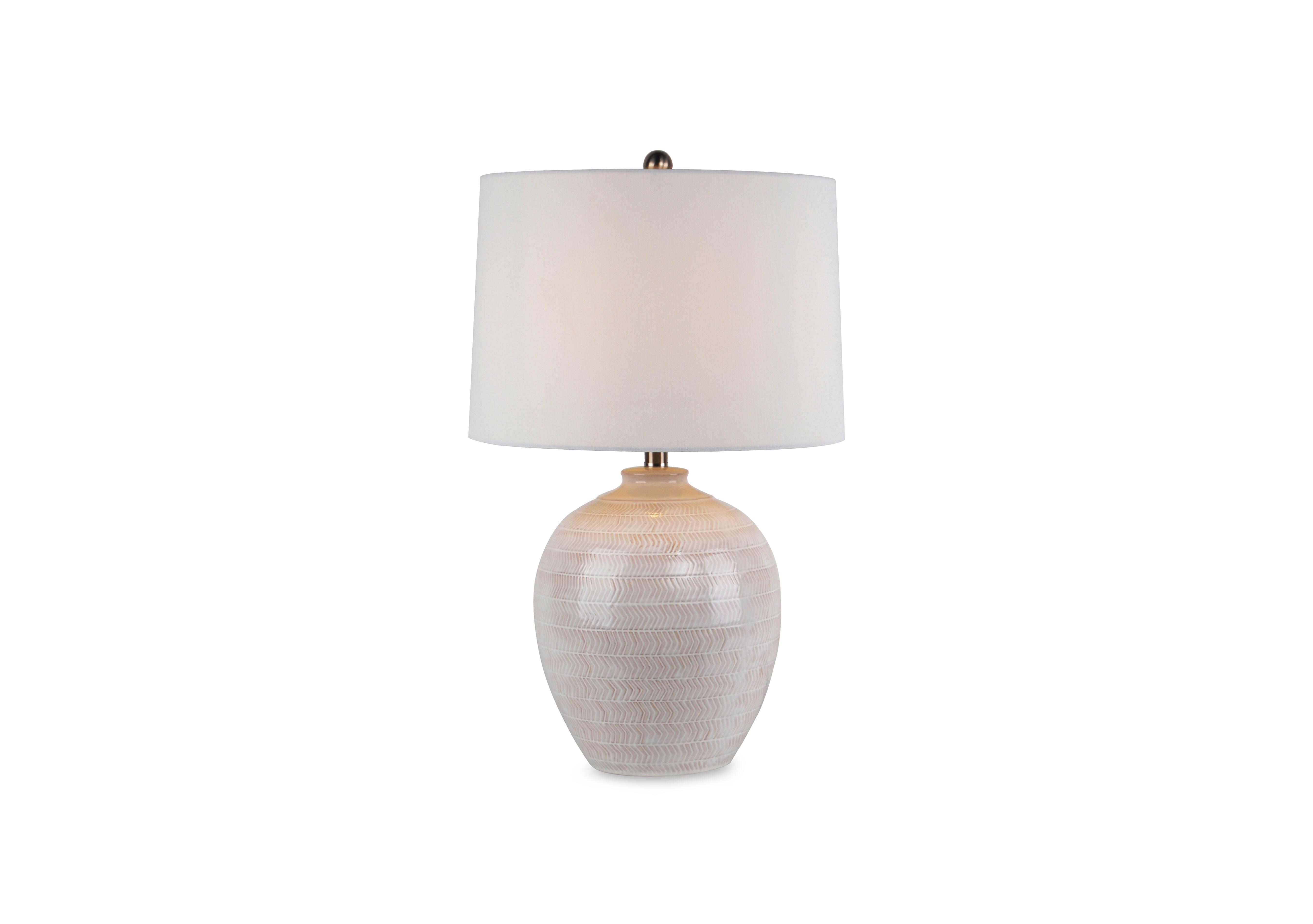 Elaris Chevron Ceramic Table Lamp in  on Furniture Village