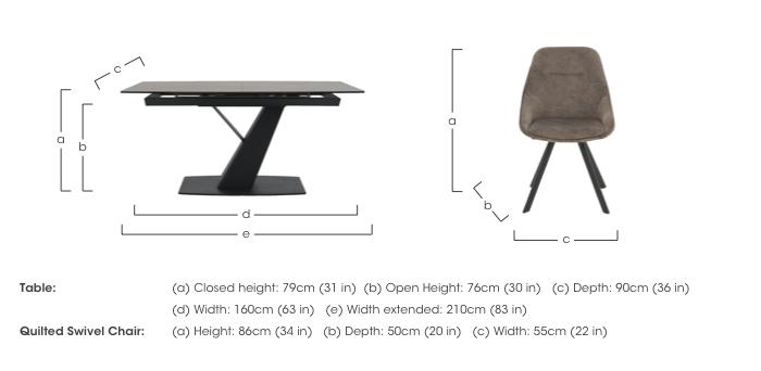 Enterprise Extending Dining Table and 6 Quilted Swivel Dining Chairs Dining Set in  on Furniture Village