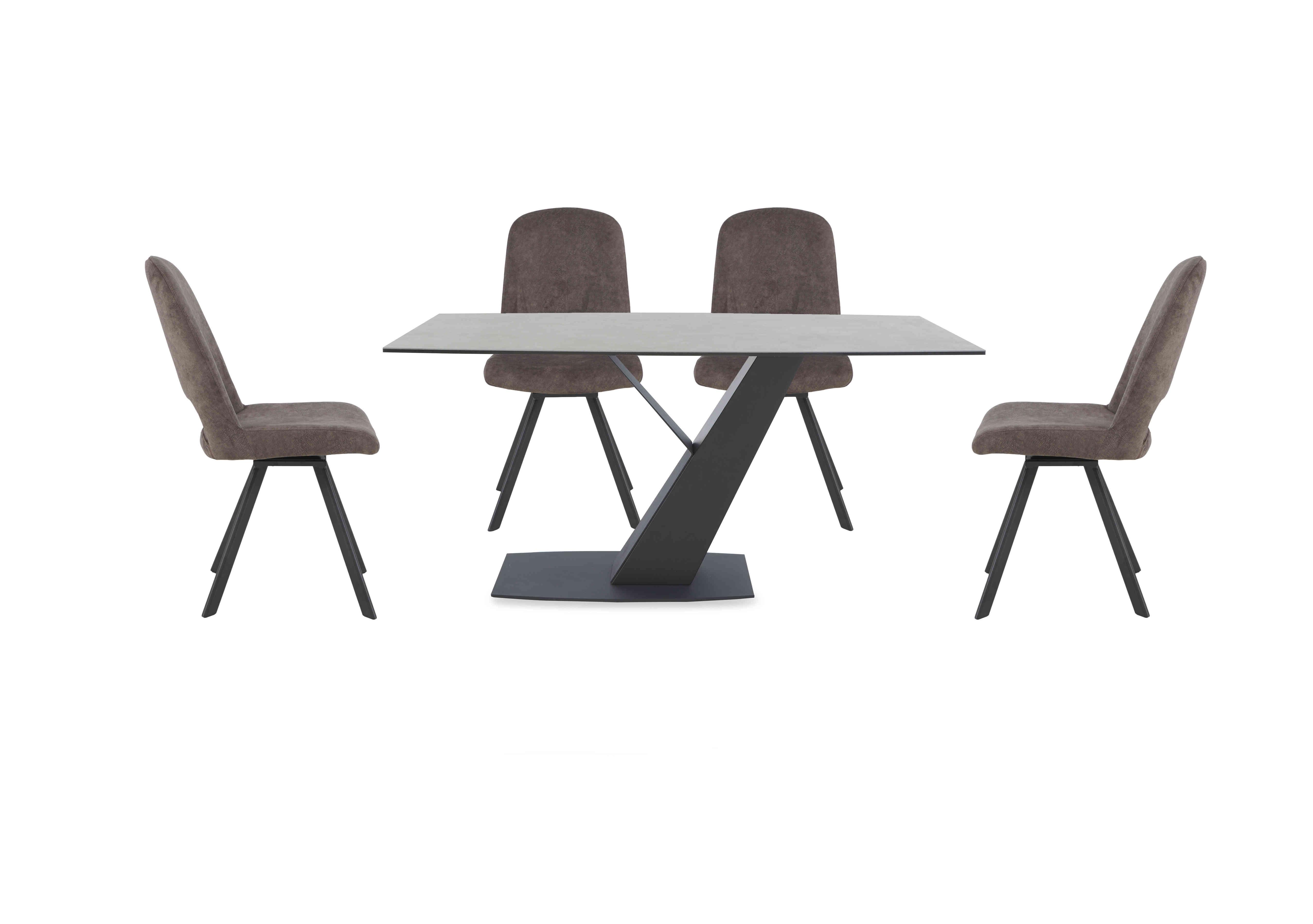 Enterprise 150cm Fixed Dining Table and 4 Swivel Dining Side Chairs in  on Furniture Village