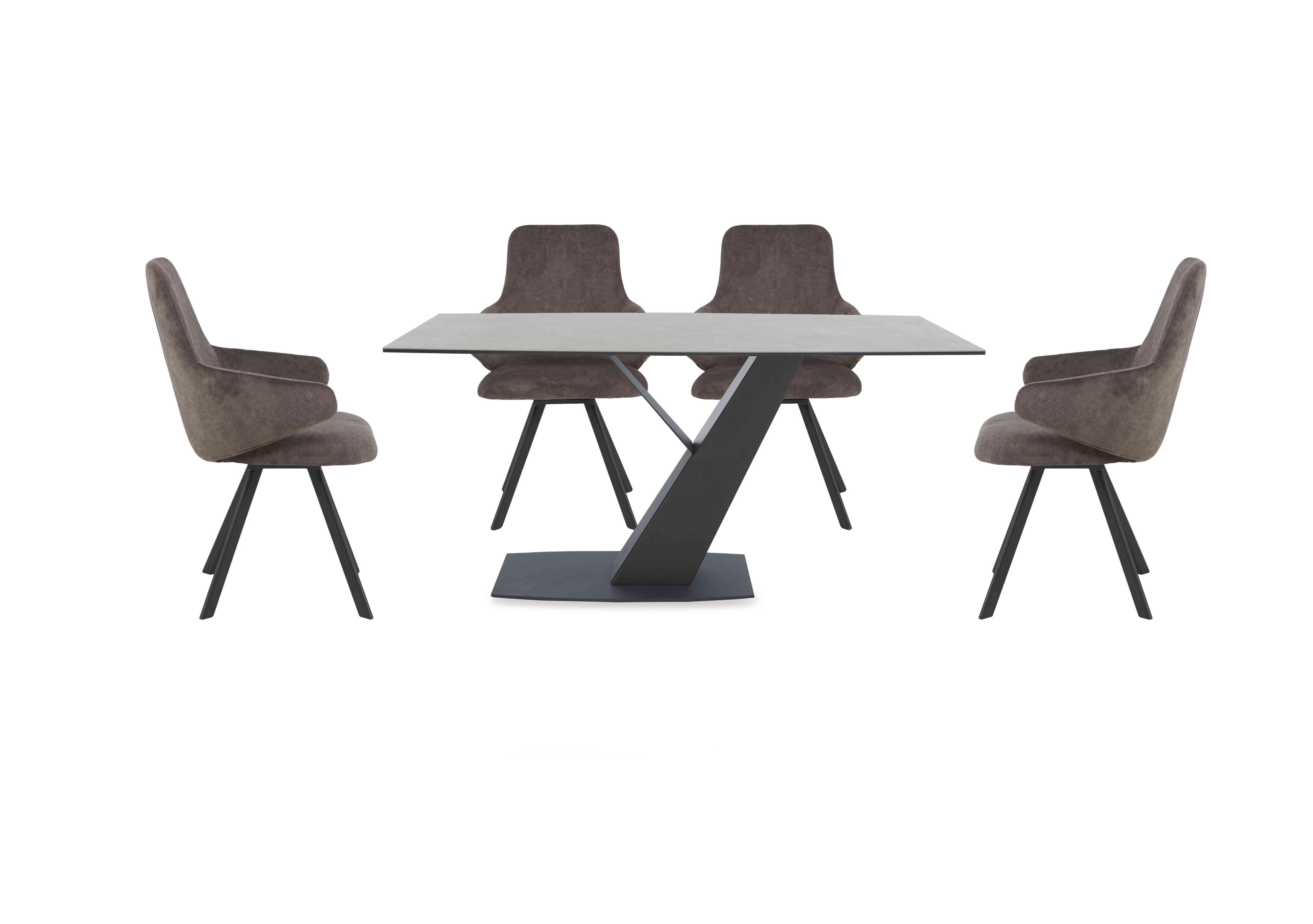 Enterprise 150cm Fixed Dining Table and 4 Swivel Dining Arm Chairs in  on Furniture Village