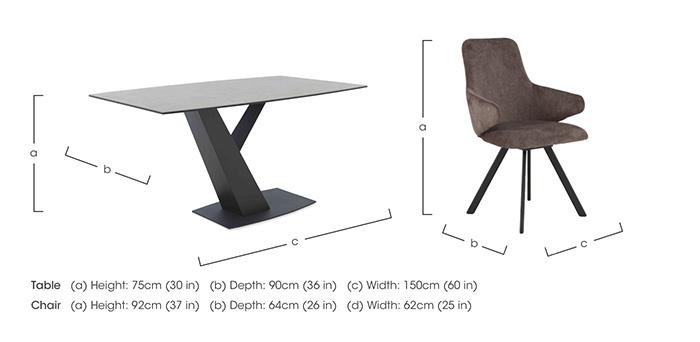 Enterprise 150cm Fixed Dining Table and 4 Swivel Dining Arm Chairs in  on Furniture Village