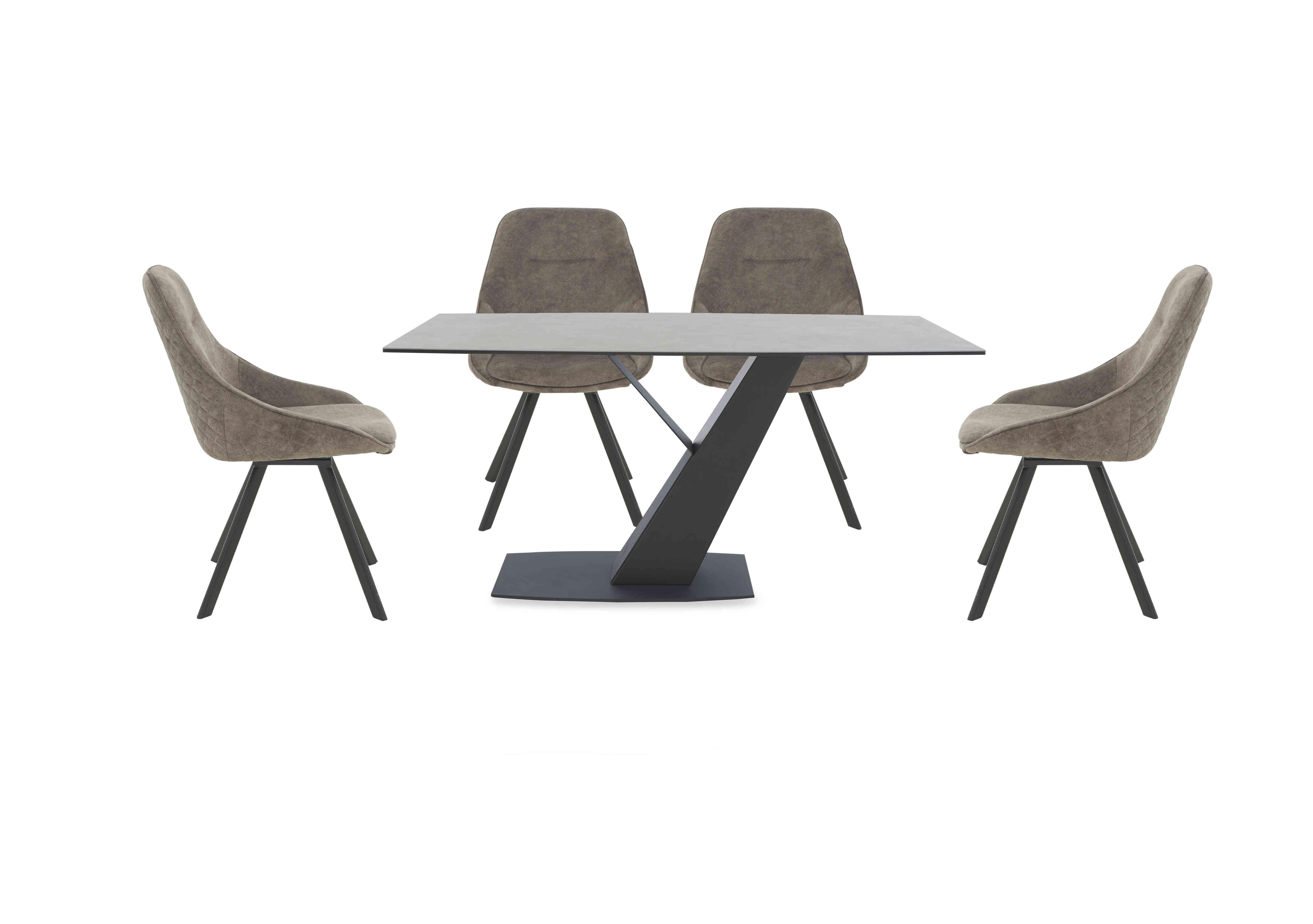 Enterprise 150cm Fixed Dining Table and 4 Quilted Swivel Dining Chairs in  on Furniture Village