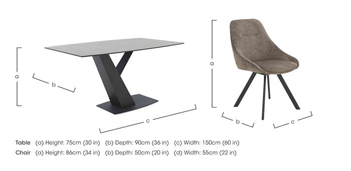 Enterprise 150cm Fixed Dining Table and 4 Quilted Swivel Dining Chairs in  on Furniture Village