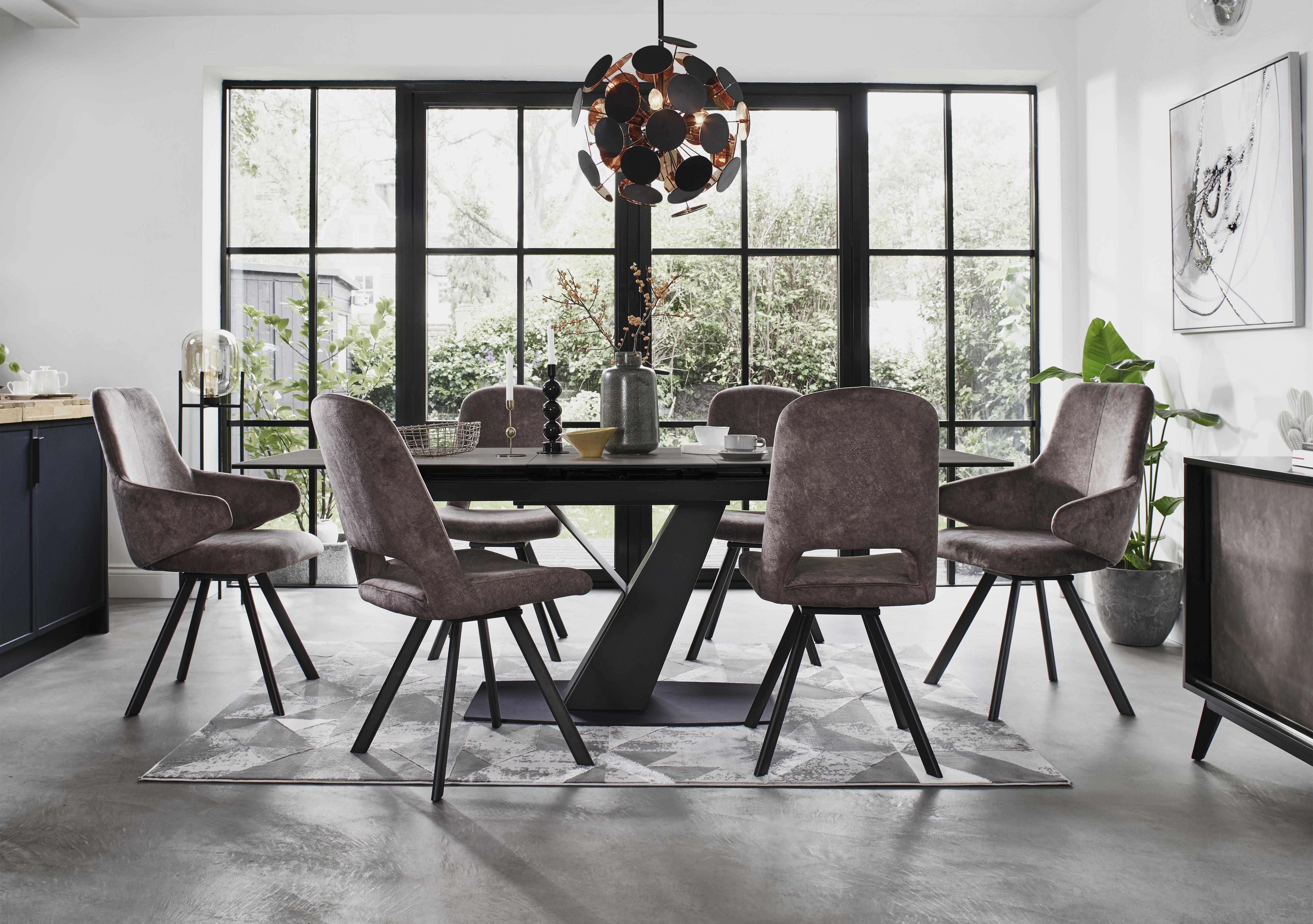 Enterprise Extending Dining Table, 4 Swivel Side Chairs and 2 Swivel Arm Chairs Dining Set in  on Furniture Village