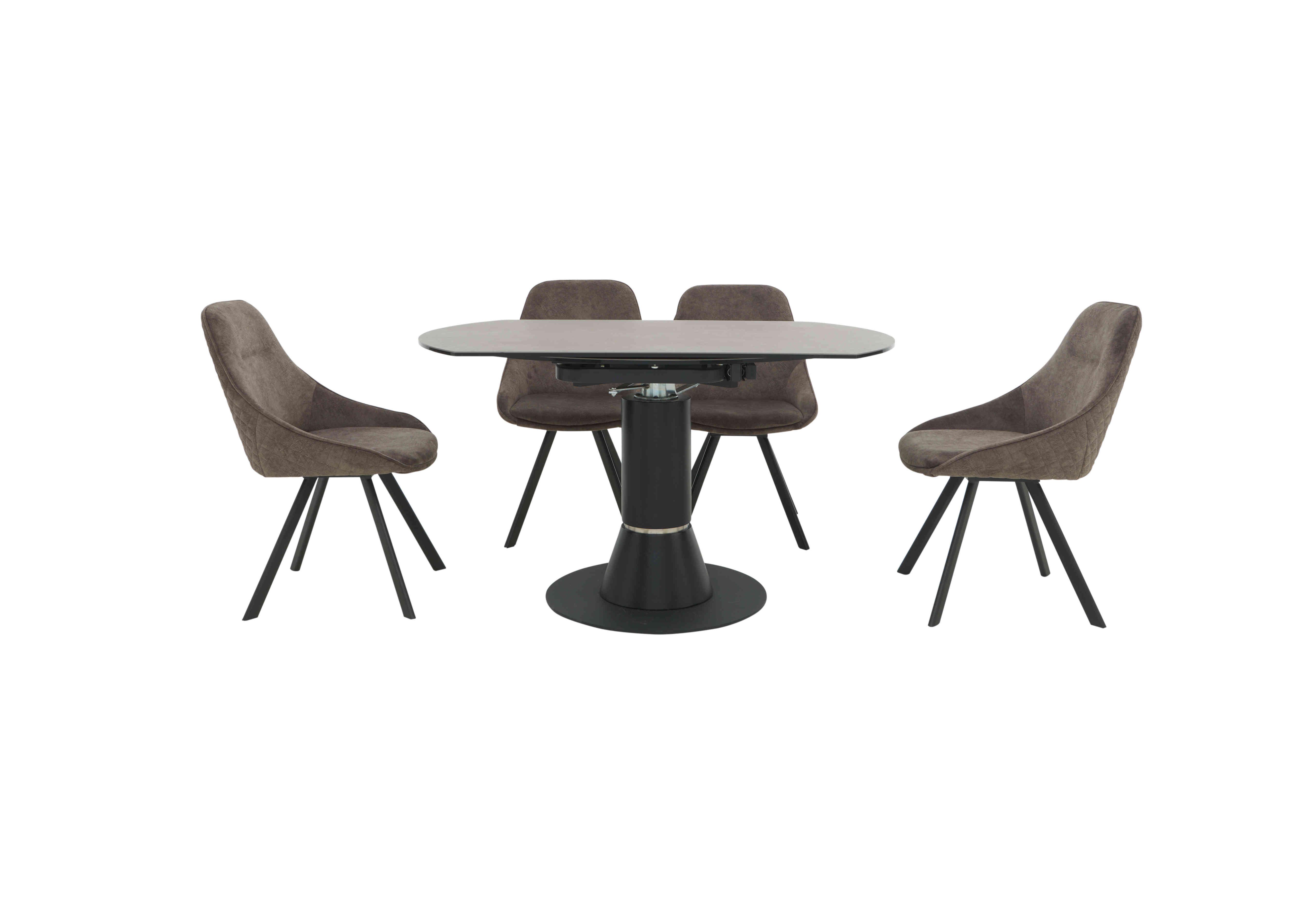 Enterprise Round Extending Dining Table and 4 Quilted Swivel Dining Chairs Dining Set in  on Furniture Village