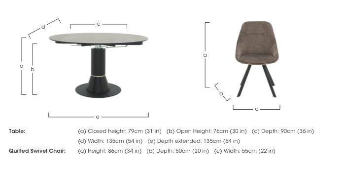 Enterprise Round Extending Dining Table and 4 Quilted Swivel Dining Chairs Dining Set in  on Furniture Village