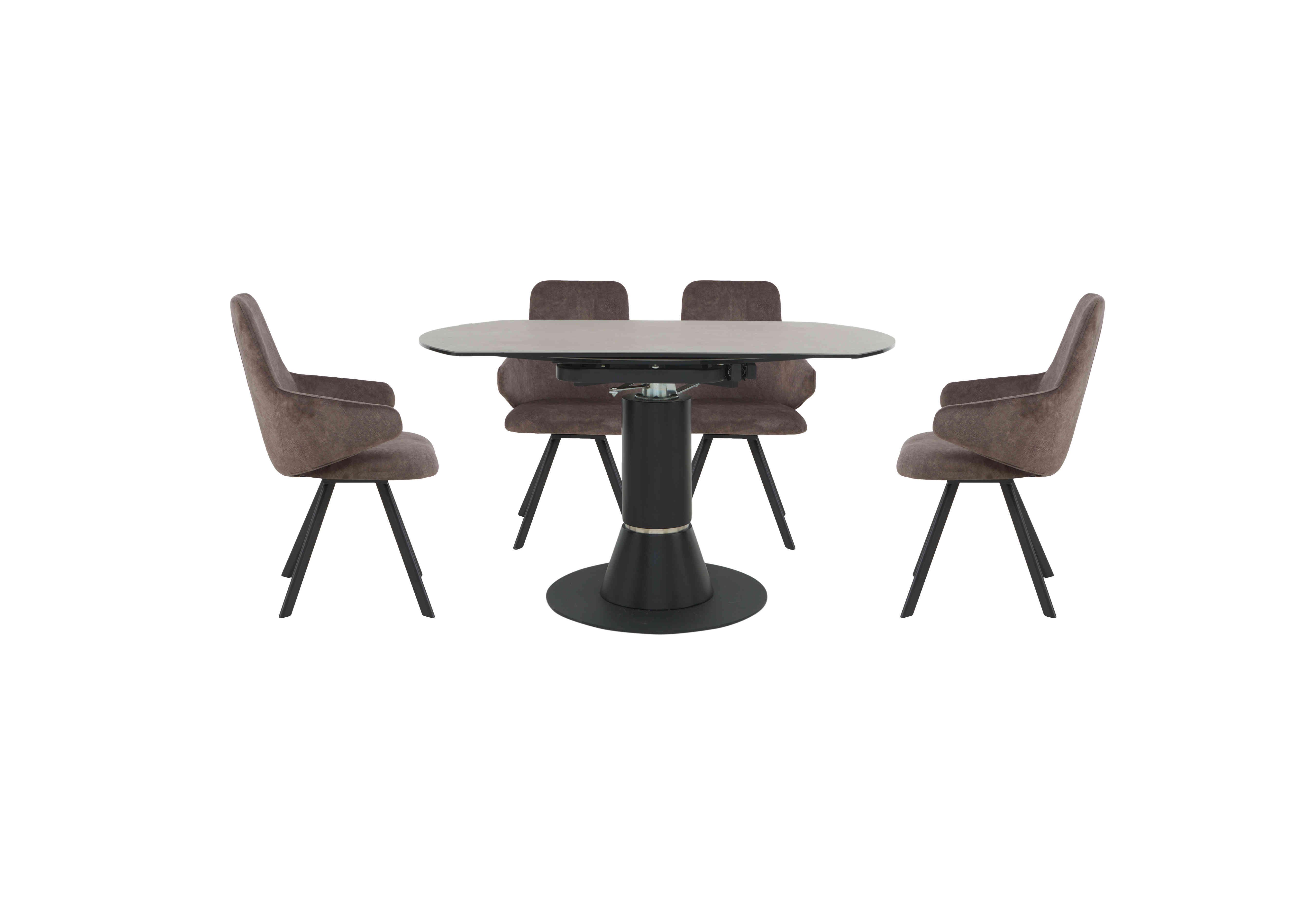 Enterprise Round Extending Dining Table and 4 Swivel Dining Arm Chairs Dining Set in  on Furniture Village