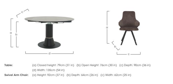 Enterprise Round Extending Dining Table and 4 Swivel Dining Arm Chairs Dining Set in  on Furniture Village