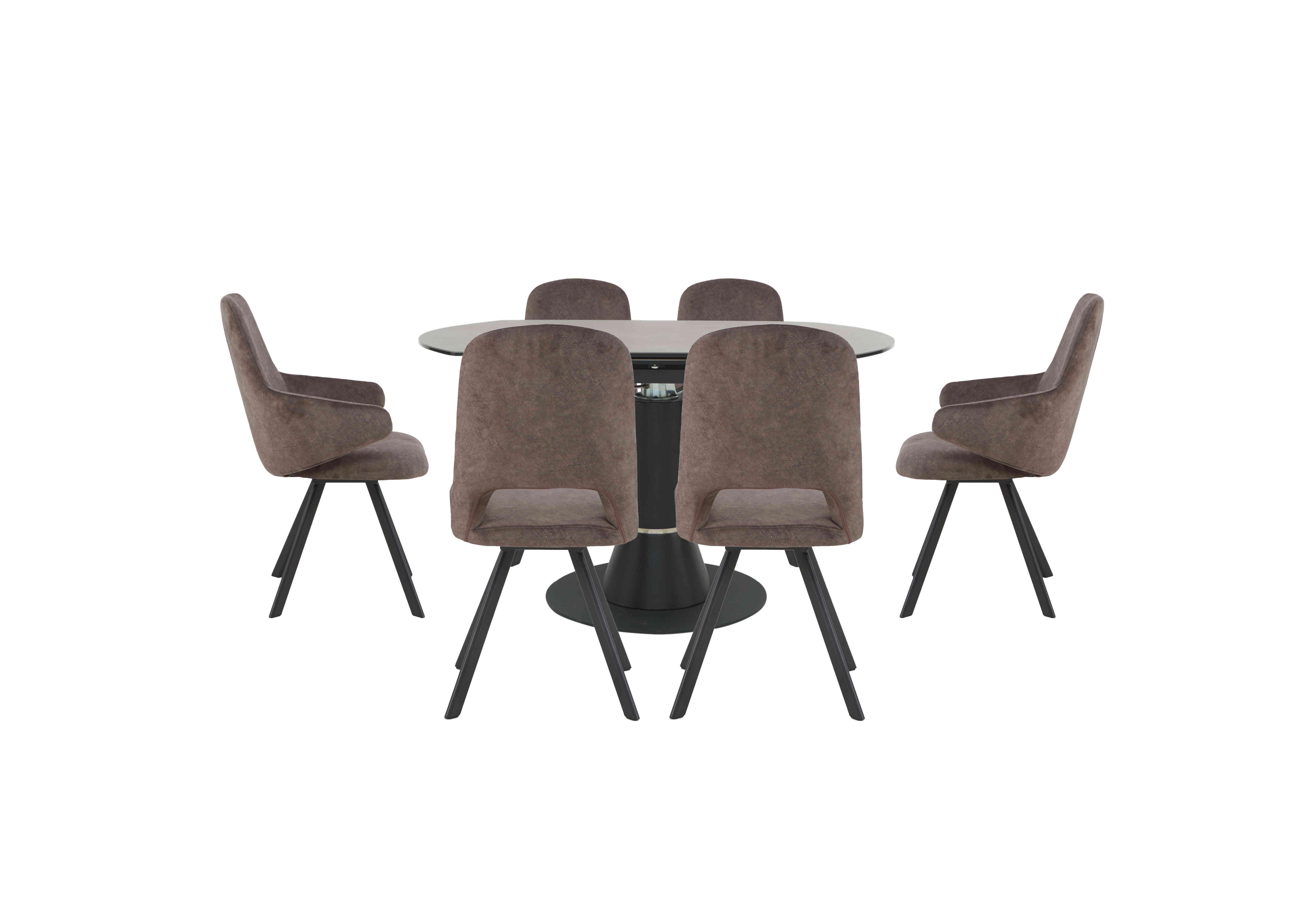 Enterprise Round Extending Table with 4 Swivel Dining Side Chairs and 2 Swivel Dining Arm Chairs Dining Set in  on Furniture Village