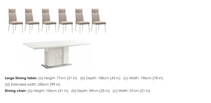 Fascino Large Extending Dining Table and 6 Faux Leather Dining Chairs in  on Furniture Village