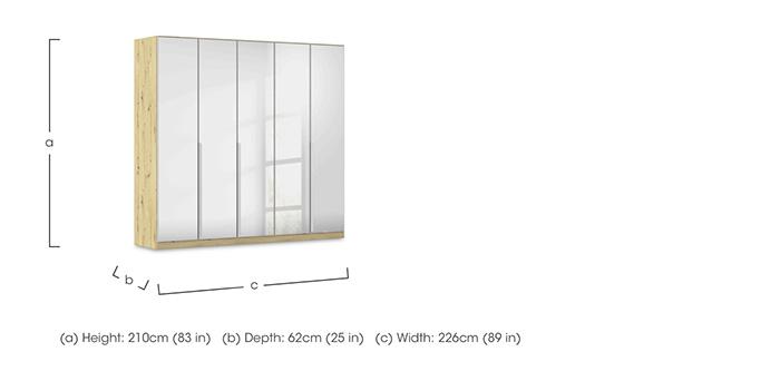 Freja 226cm 5 Door Hinged Mirror Wardrobe in  on Furniture Village