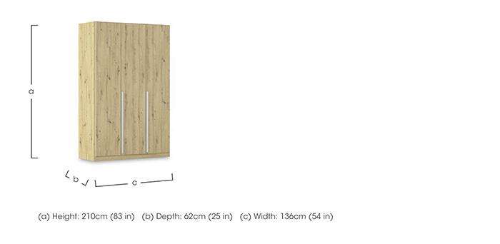 Freja 136cm 3 Door Hinged Oak Wardrobe in  on Furniture Village