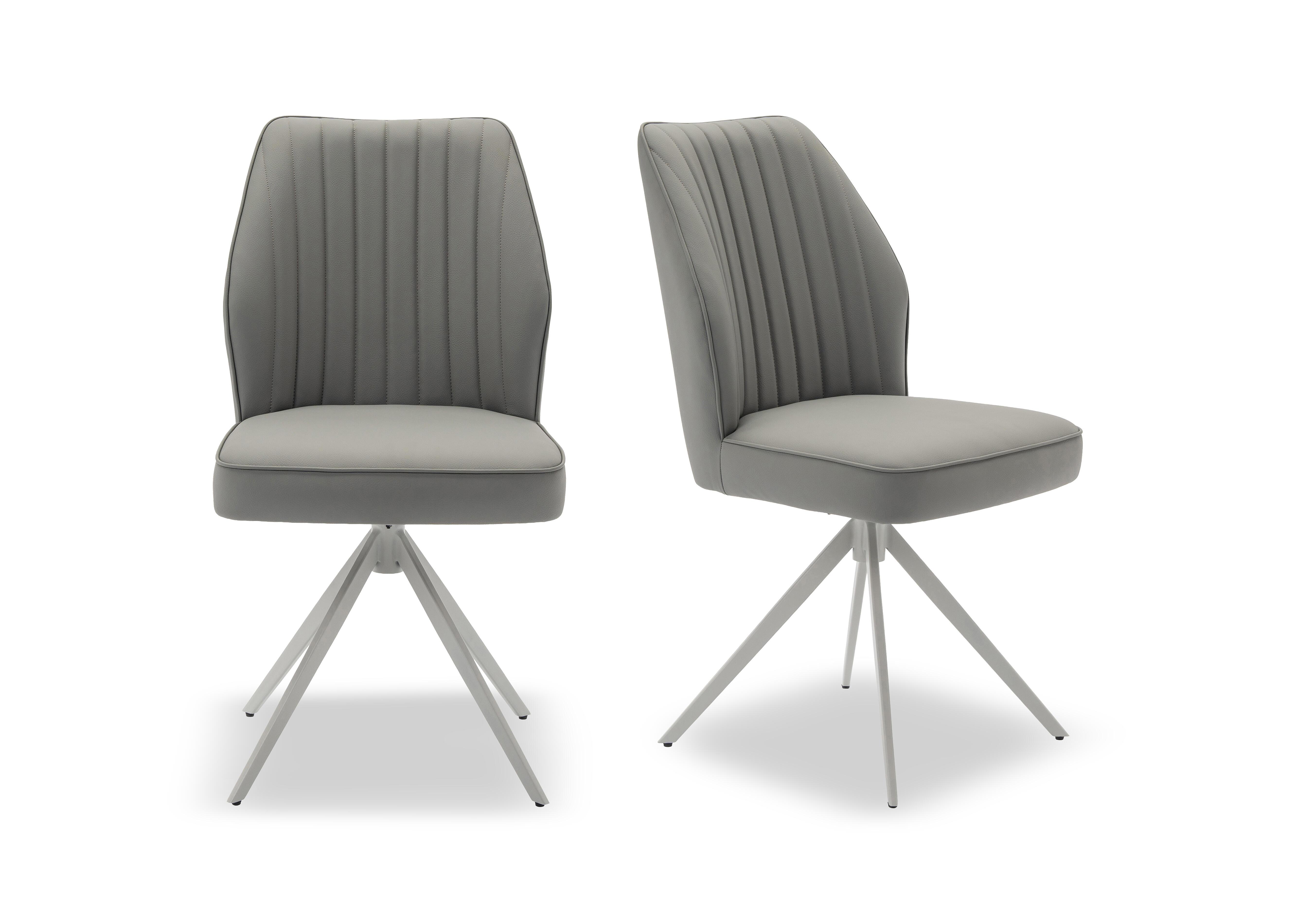 Fumo Faux Leather Pair of Swivel Dining Chairs in  on Furniture Village