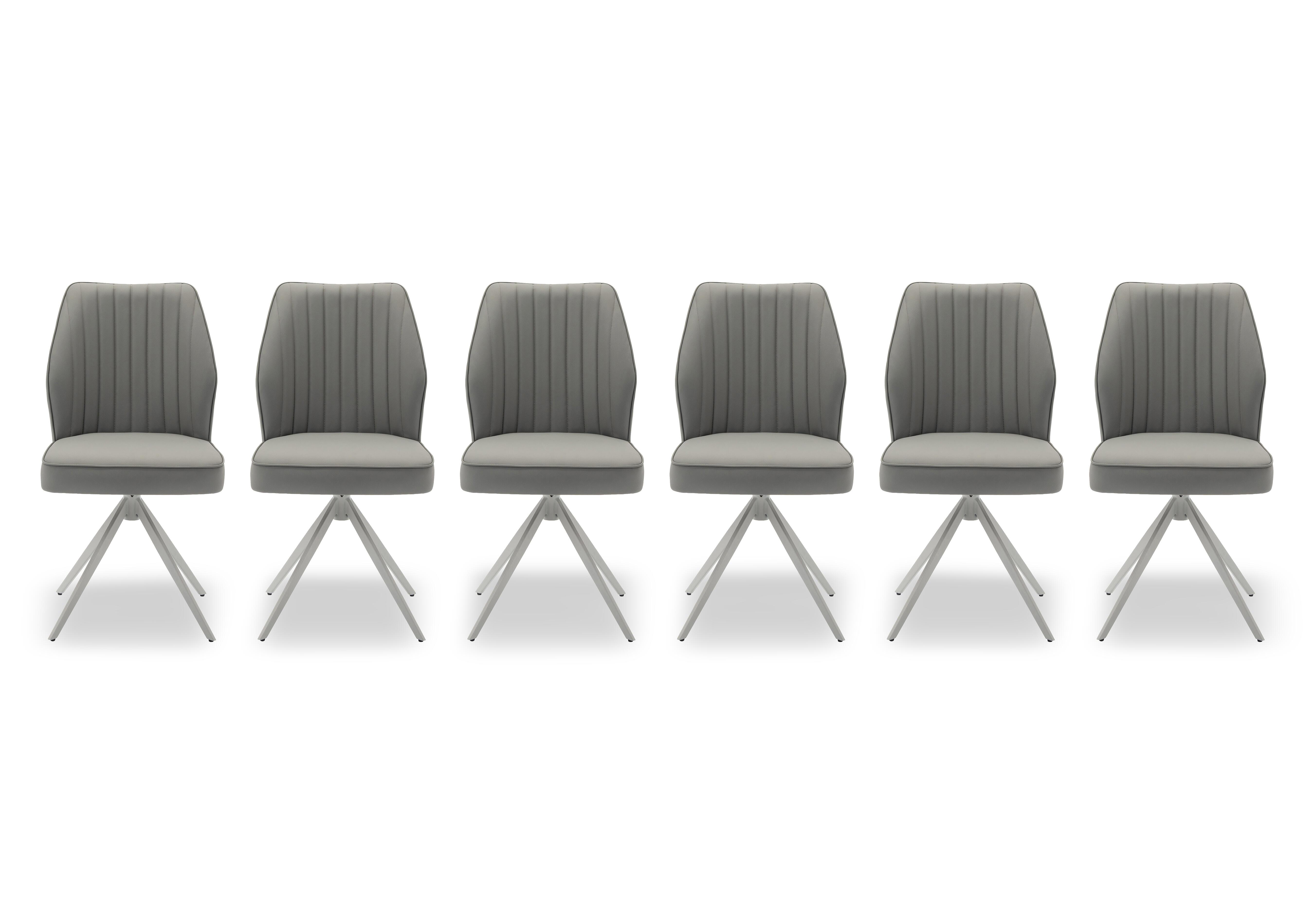Fumo Set of 6 Faux Leather Swivel Dining Chairs in  on Furniture Village