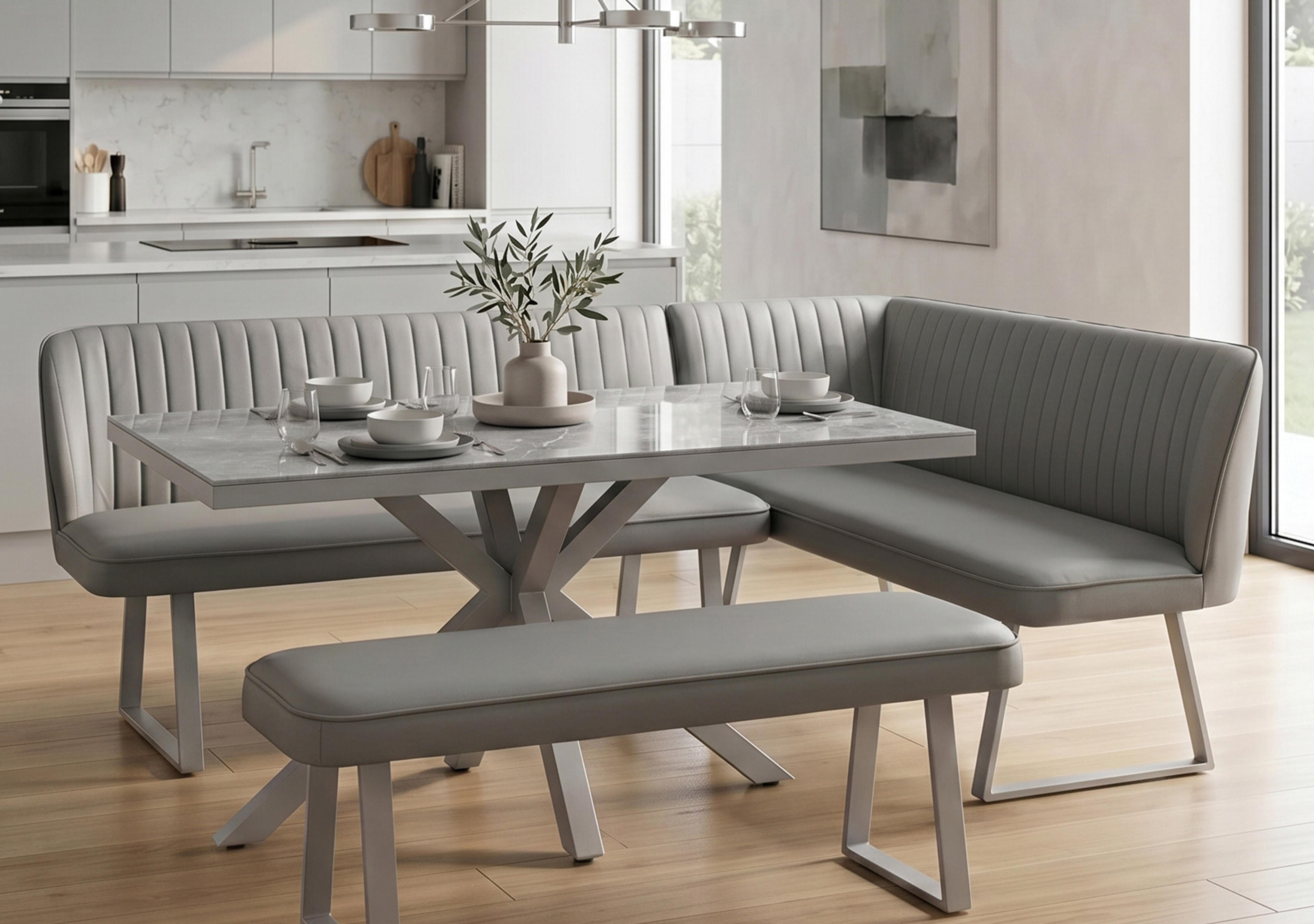 Fumo Faux Leather Right Hand Facing Corner Dining Bench in  on Furniture Village