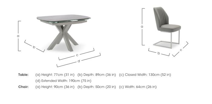 Fumo Swivel Extending Dining Table and 6 Faux Leather Cantilever Dining Chairs in  on Furniture Village