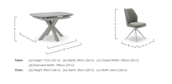 Fumo Swivel Extending Dining Table and 6 Faux Leather Swivel Dining Chairs in  on Furniture Village