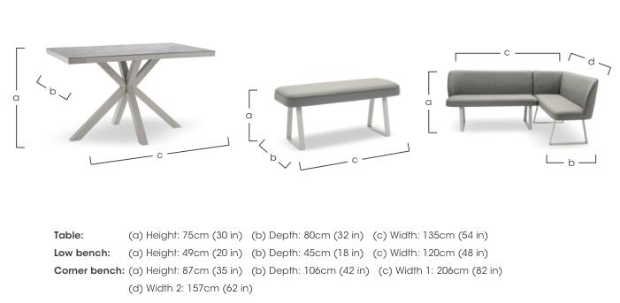 Fumo Dining Table with Faux Leather Dining Bench and Left Hand Corner Dining Bench in  on Furniture Village