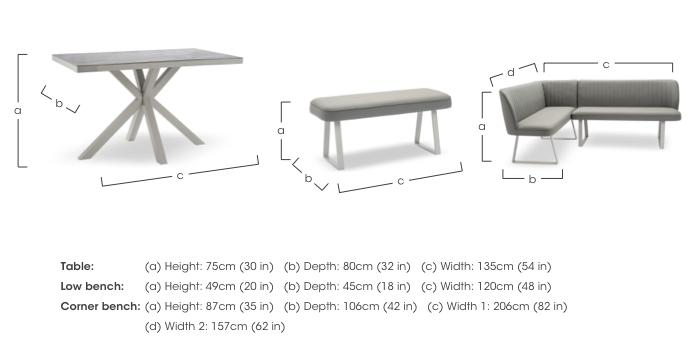 Fumo Dining Table with Faux Leather Dining Bench and Right Hand Corner Dining Bench in  on Furniture Village