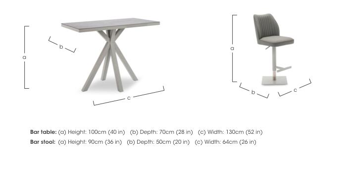 Fumo Bar Table and 2 Faux Leather Swivel Bar Stools in  on Furniture Village