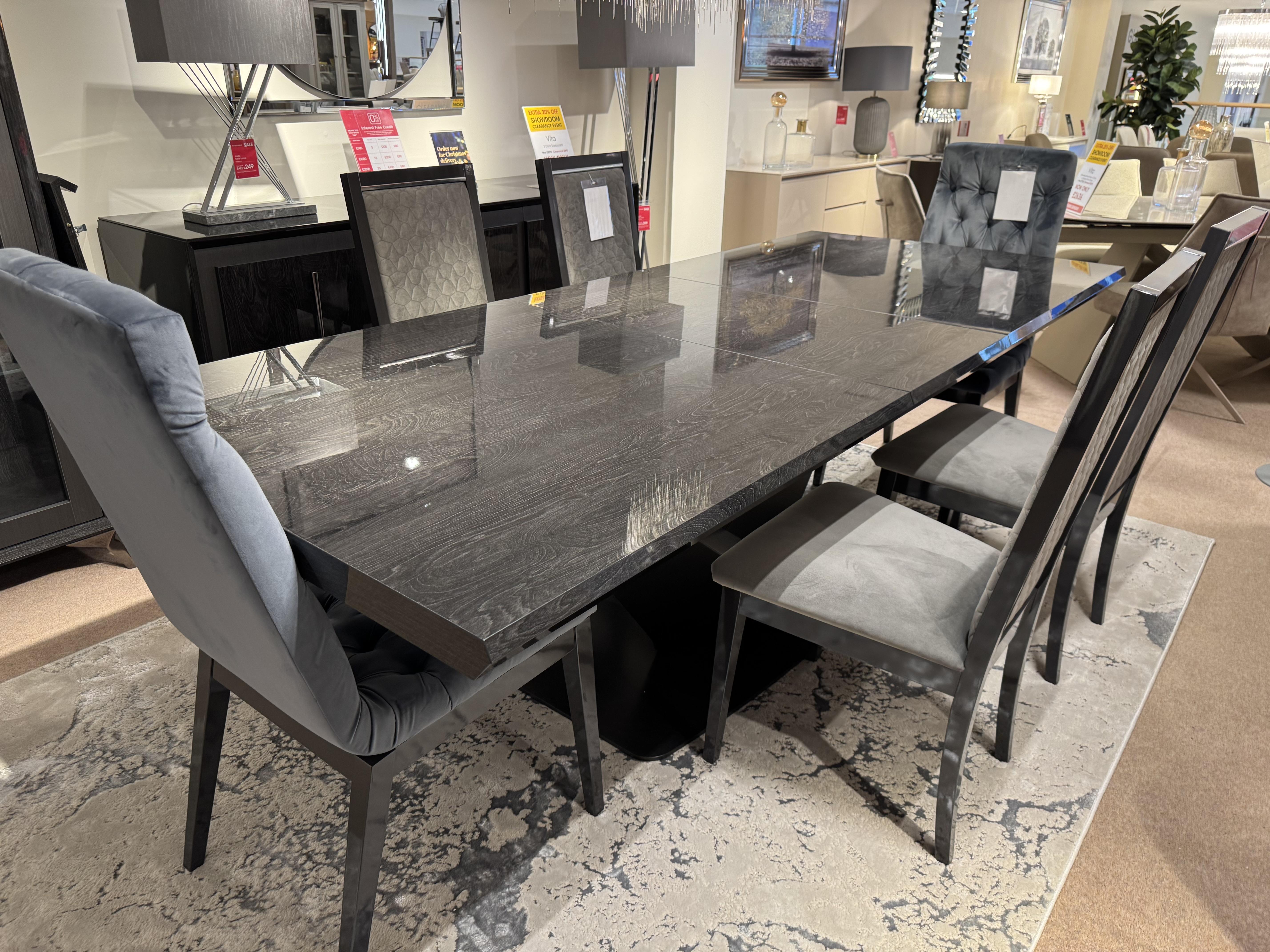 Vita Extending Dining Table, 4 Chairs and 2 Button Back Chairs in  on Furniture Village