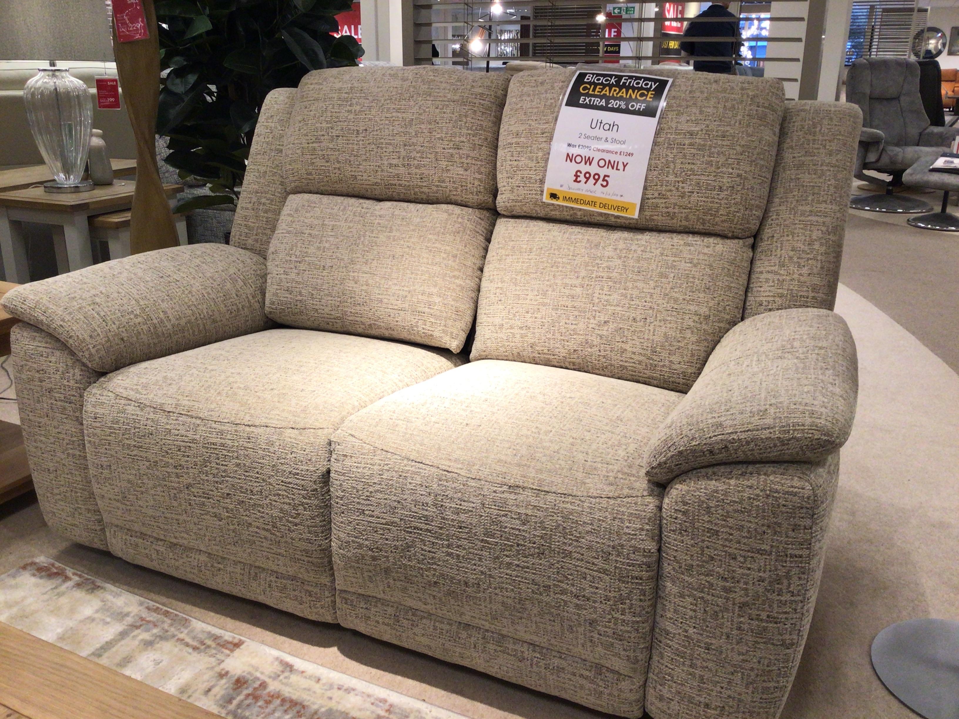 Utah 2 seater power recliner with matching storage footstool in  on Furniture Village