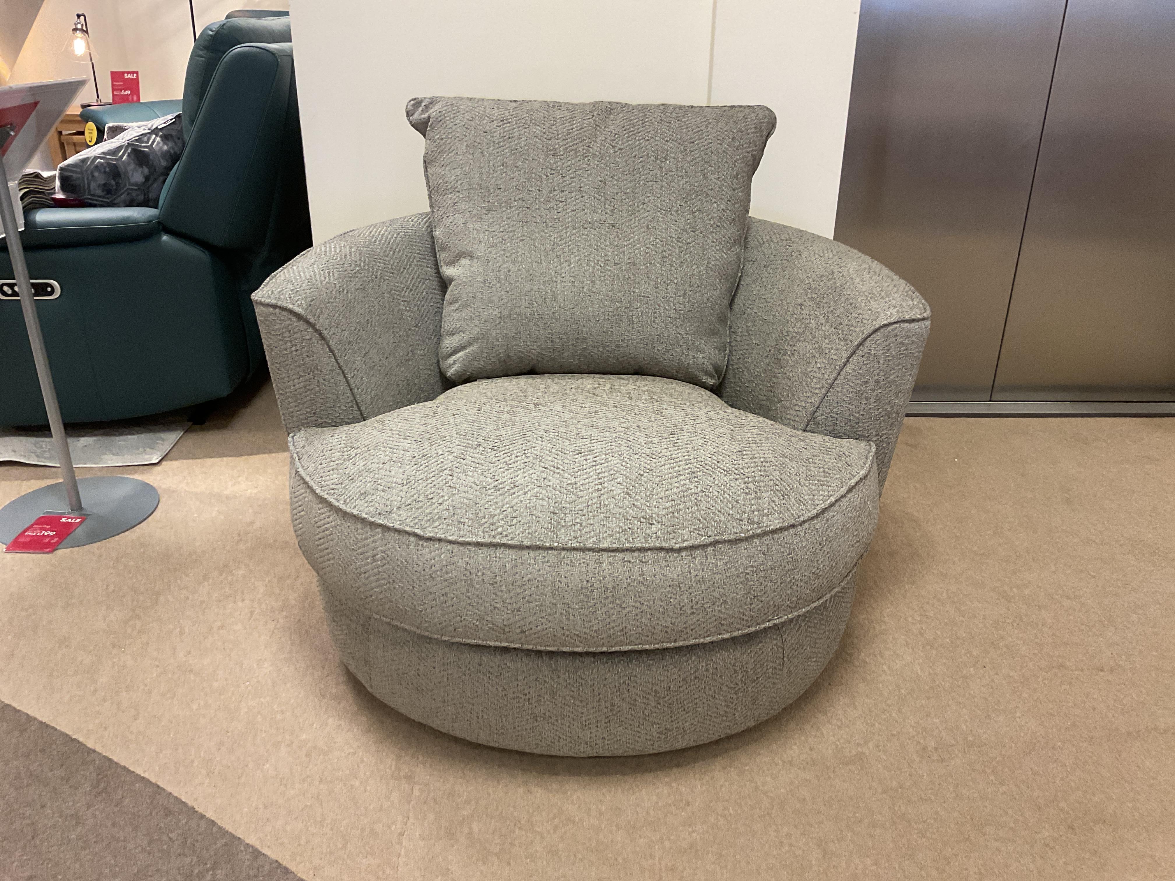 Legend Swivel Chair in Caleb mocha fabric in  on Furniture Village