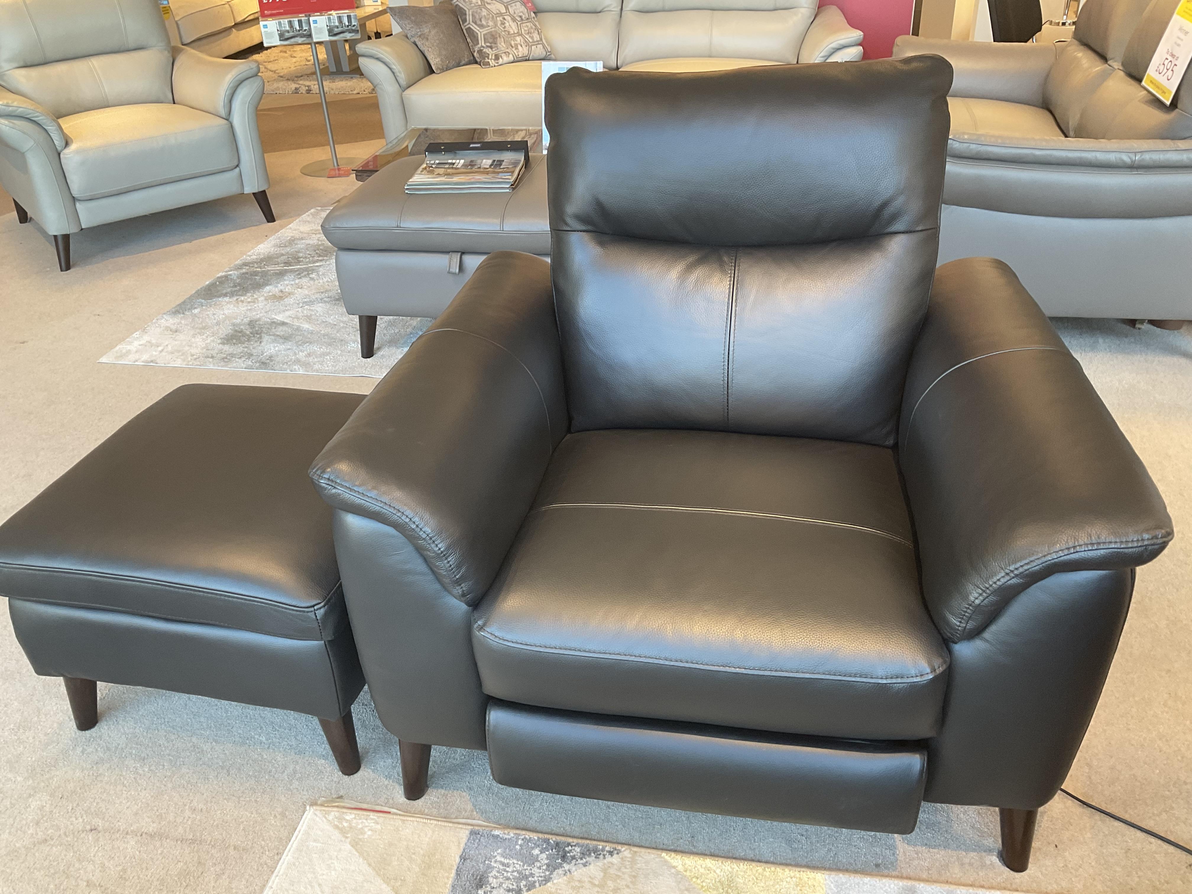 Morgan power recliner chair and footstool in  on Furniture Village