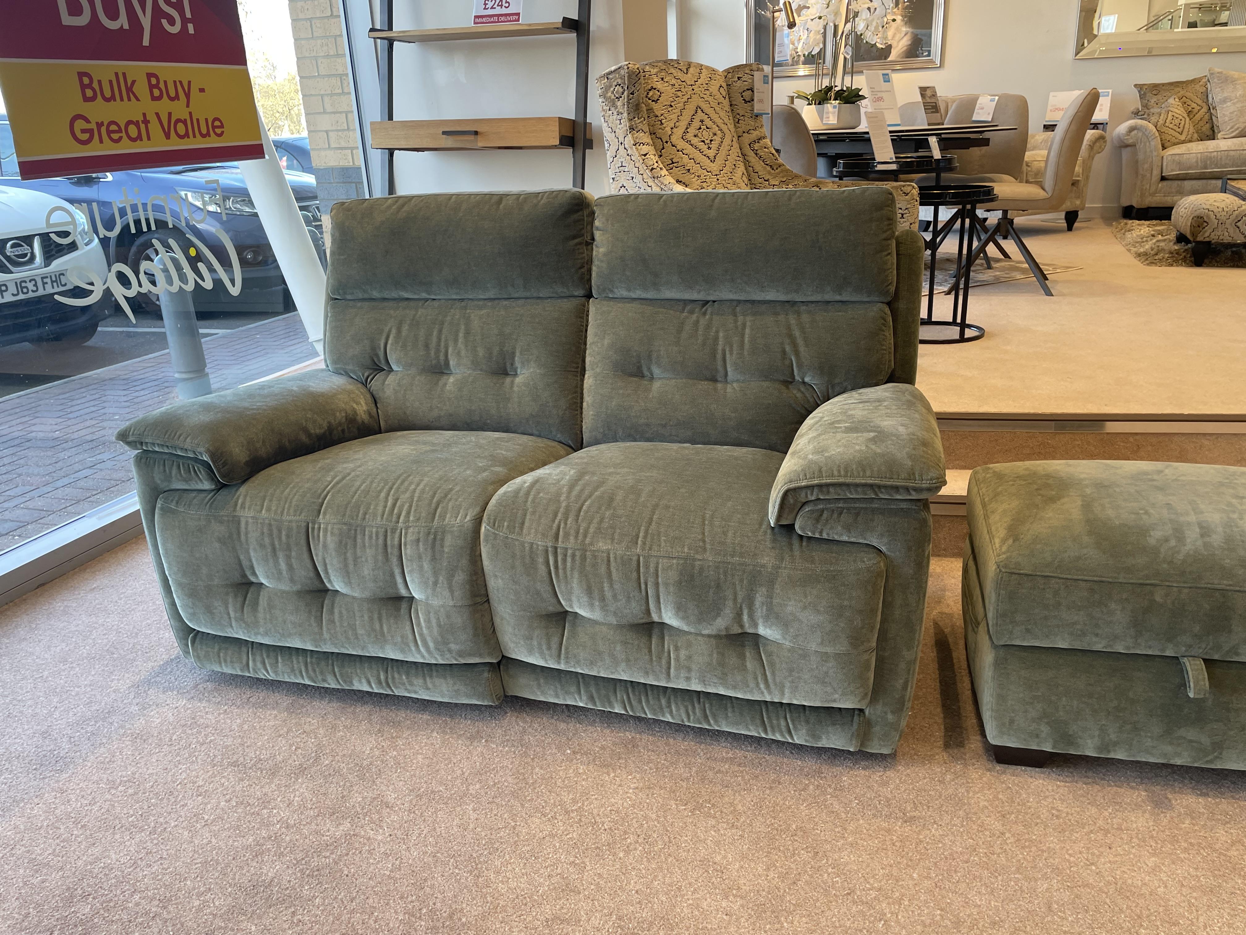 Brescia 2 Seater power recliner & headrest & storage stool in  on Furniture Village