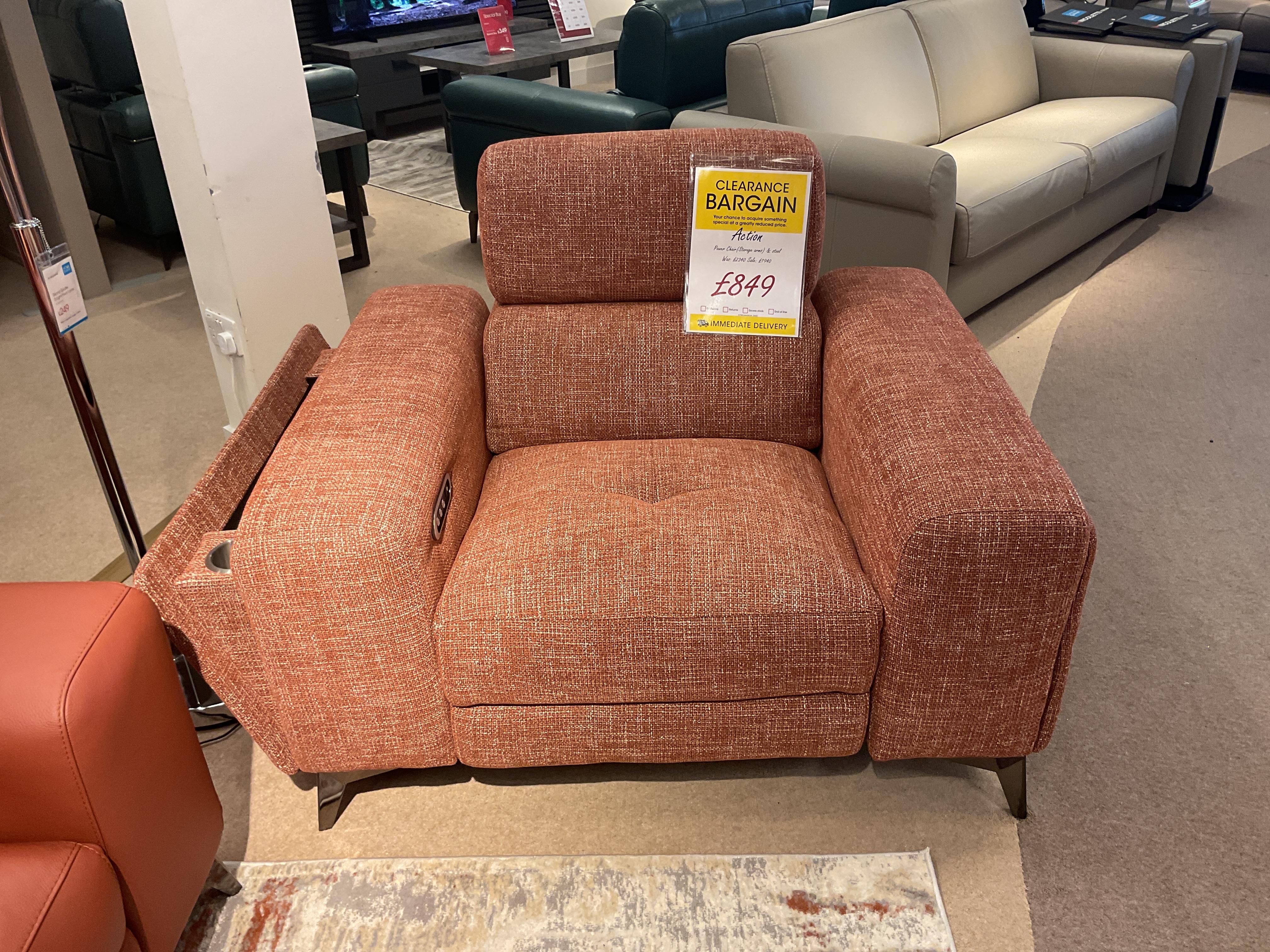 Action power chair and footstool in  on Furniture Village