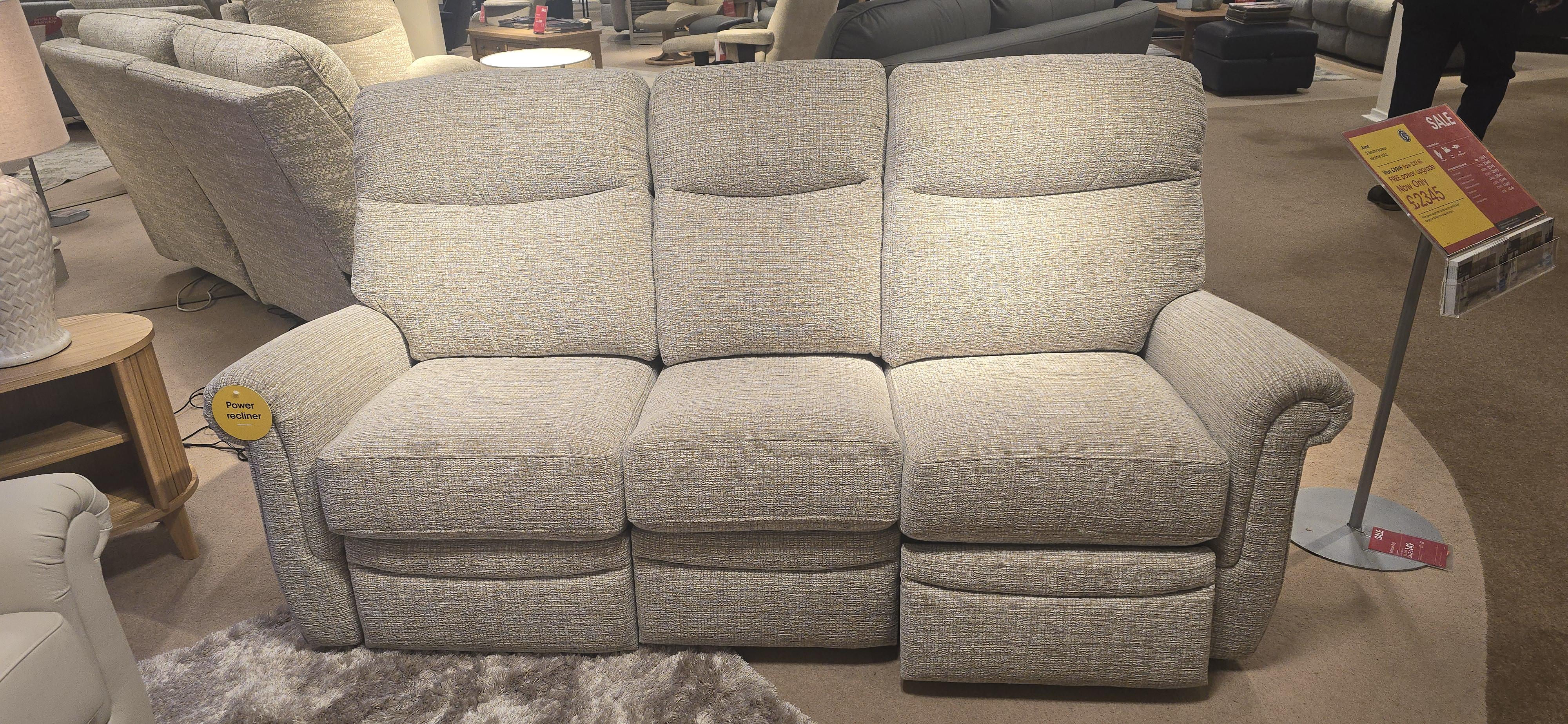 Avon 3 seater power, 2 seater and footstool in  on Furniture Village