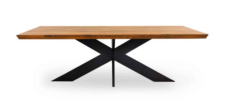 Loki Swiss Edge Dining Table With Metal Star Base 200x100cm in  on Furniture Village