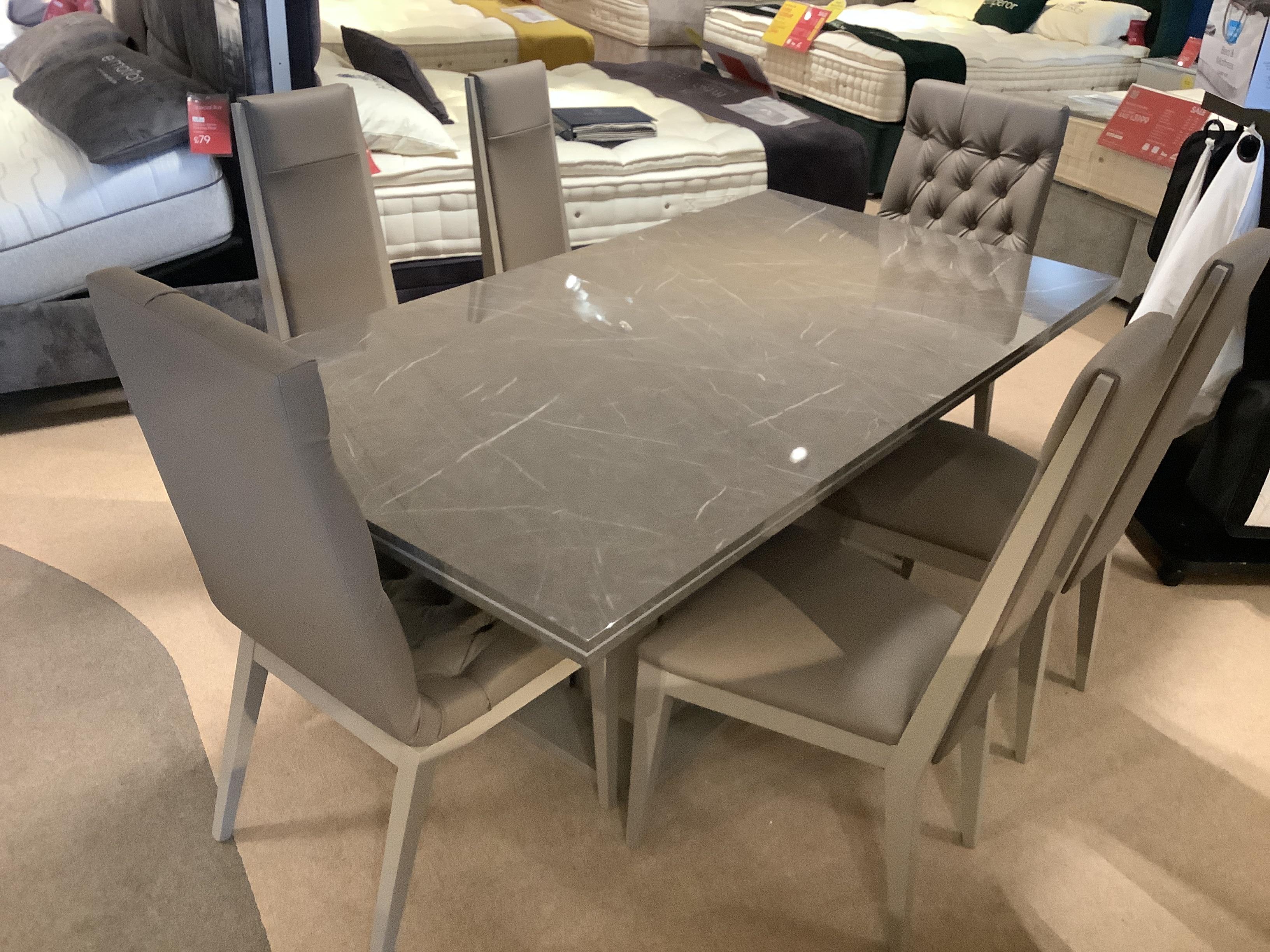 Lusso High Gloss Dining Table with 6 Chairs in  on Furniture Village