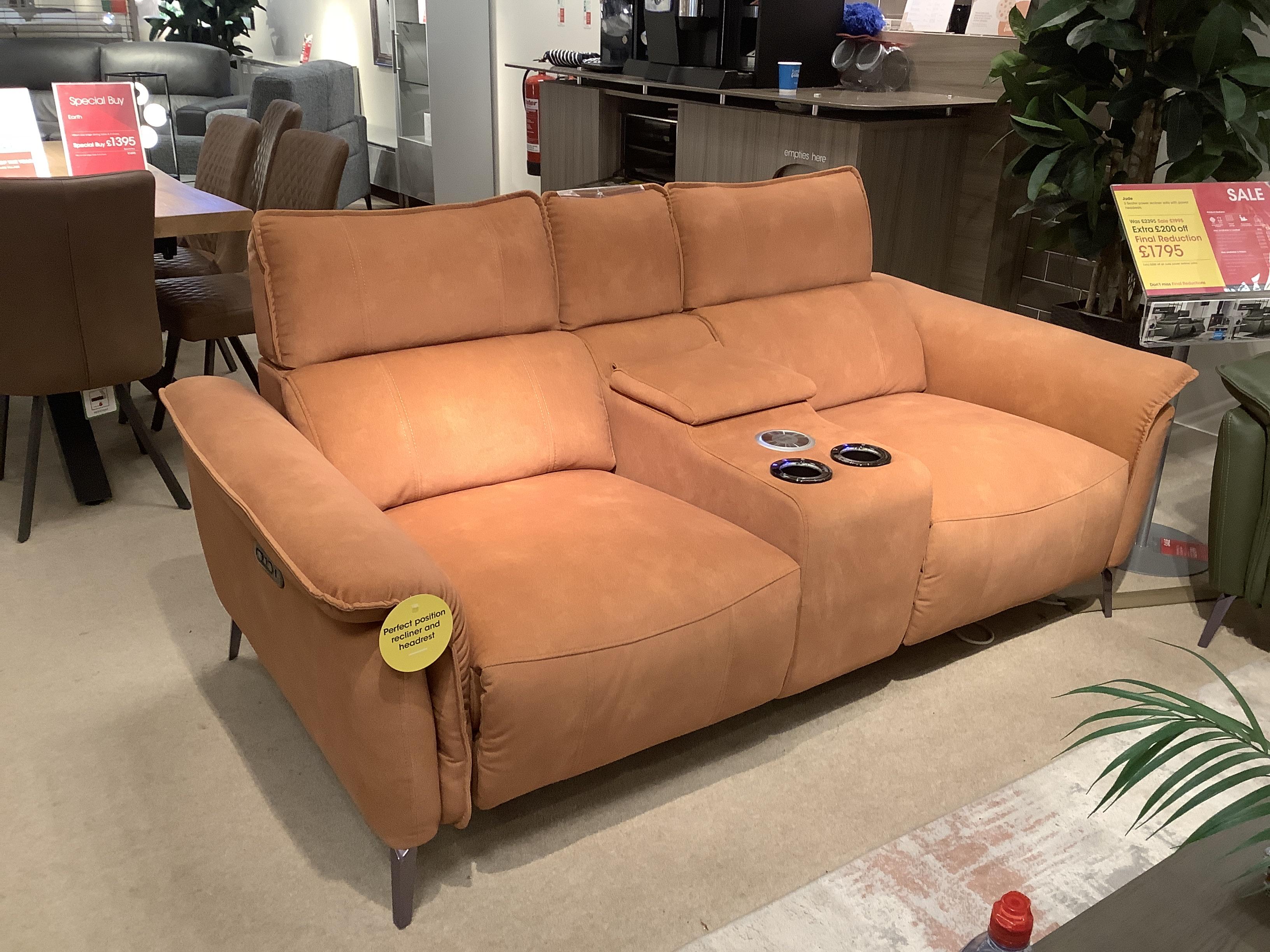 Jude 2 Seater with Console + Footstool in  on Furniture Village