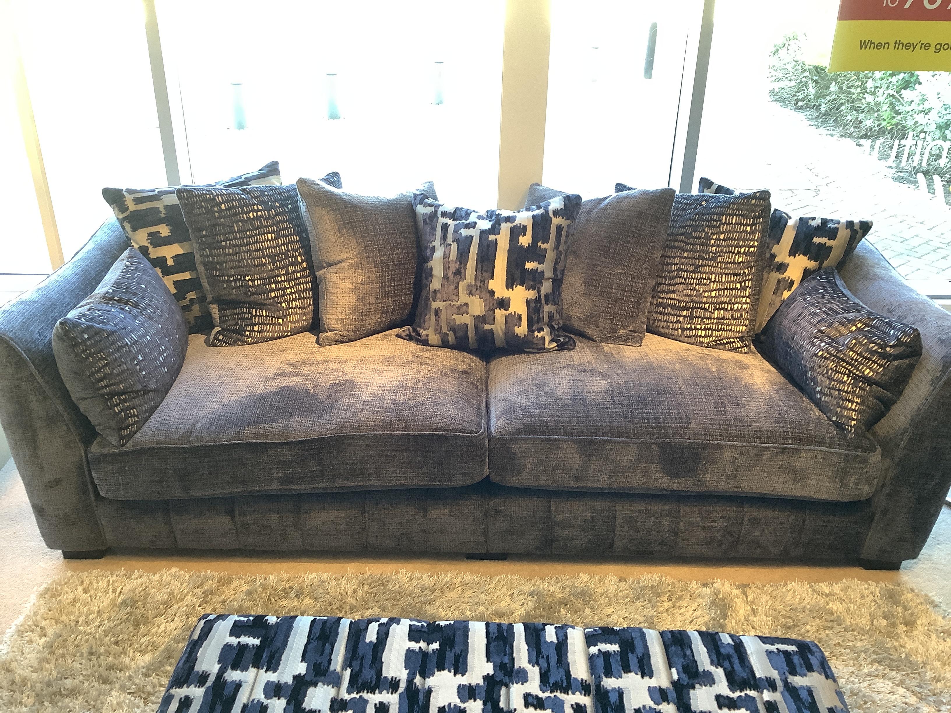 Allure 3 seater scatter back sofa, classic back snuggle chair, and stool in  on Furniture Village