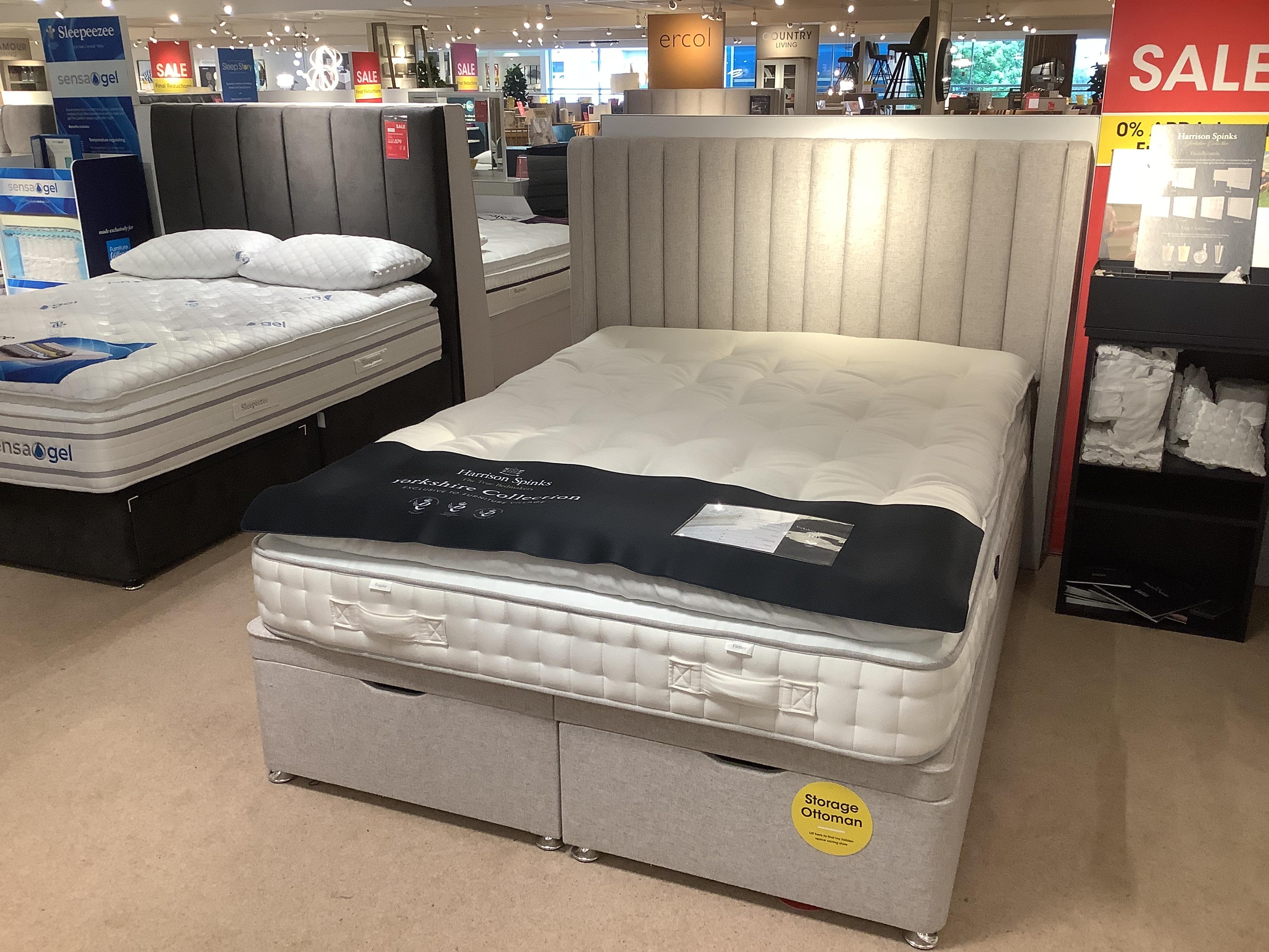 Yorkshire 10k 5’0 king-size divan set ottoman & willow headboard in  on Furniture Village