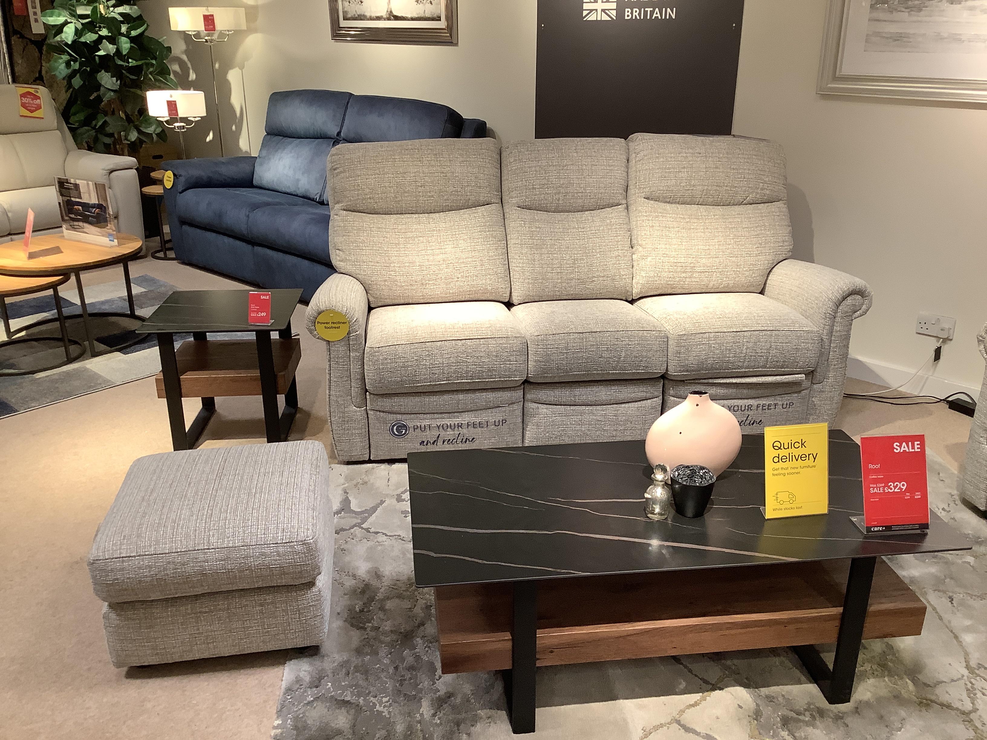 Avon 3 seater power recliner & footstool in  on Furniture Village