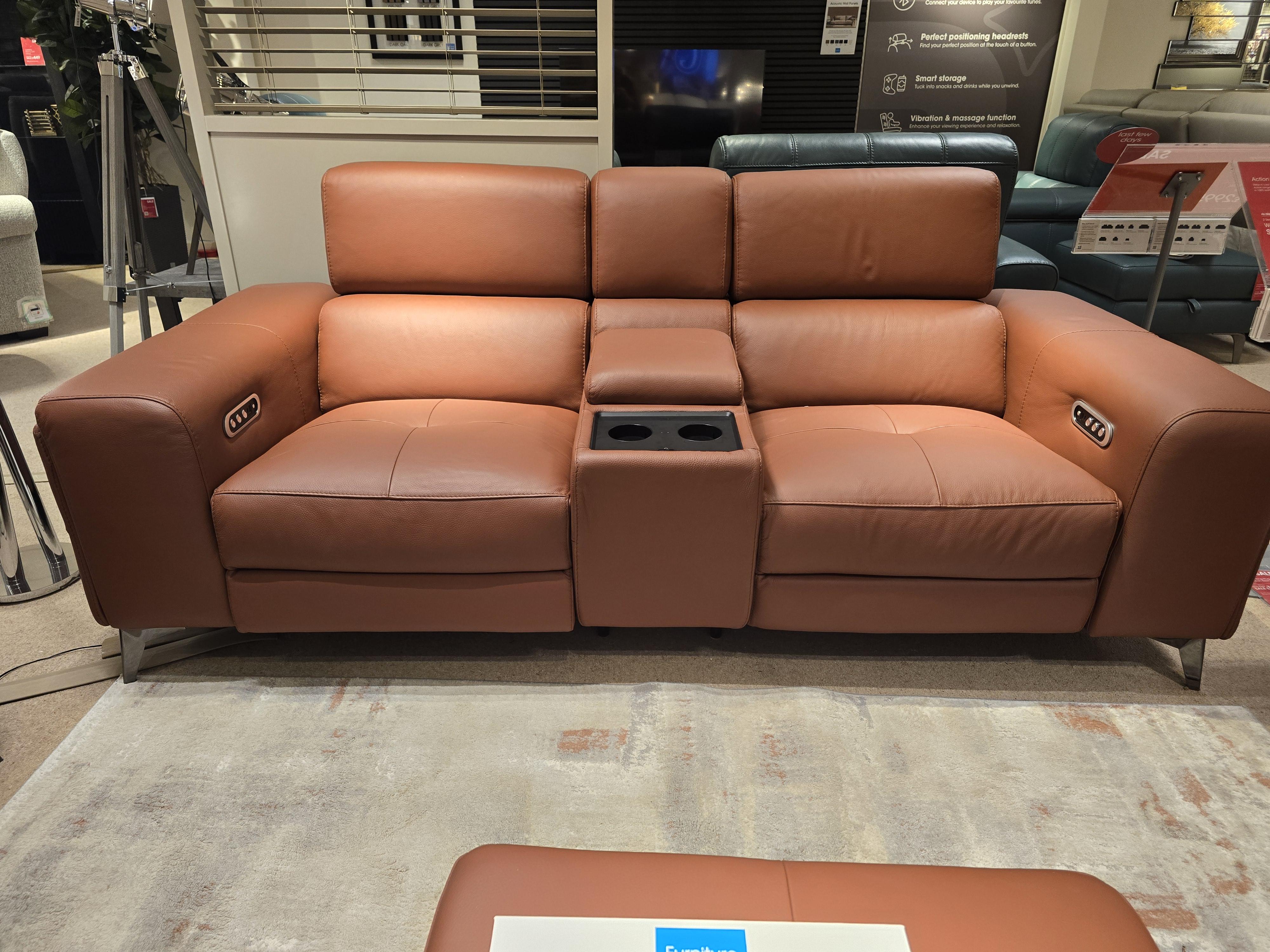 Action 2 Seater Media Power Sofa Inc Storage arms & Storage Footstool in  on Furniture Village