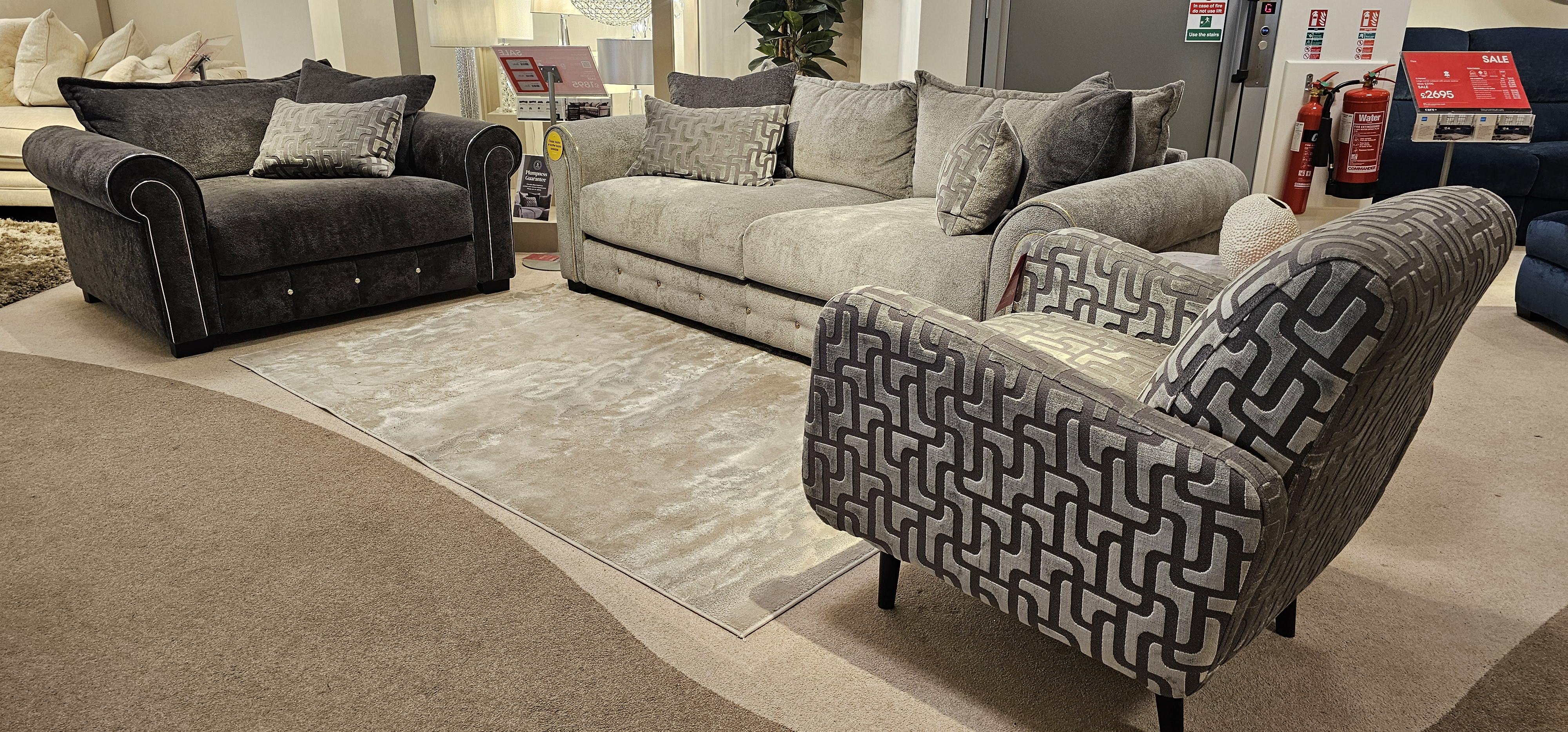 sumptuous 4 seater sofa, snuggler & accent chair in  on Furniture Village