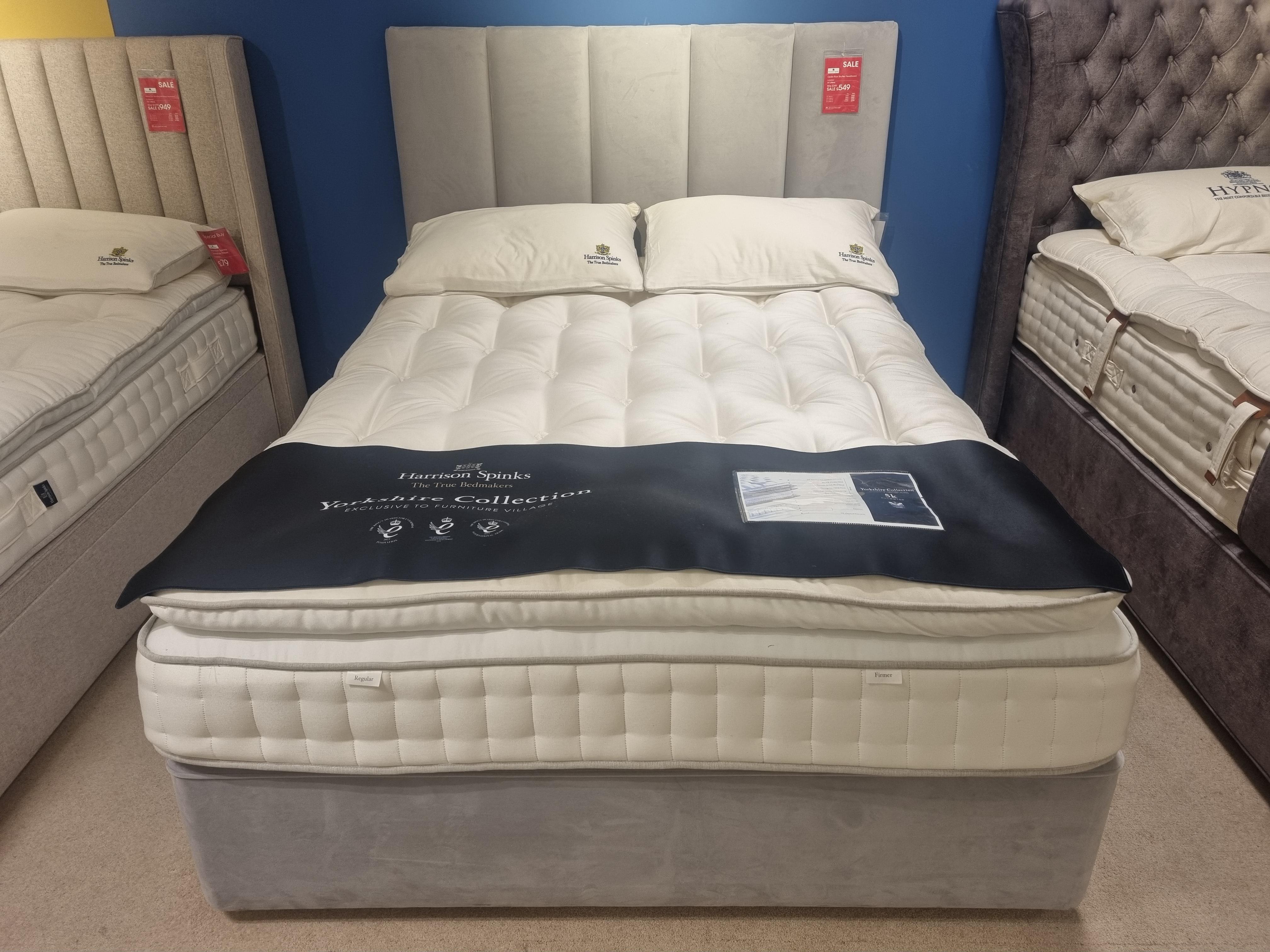 Harrison Spinks Yorkshire 5K Kingsize Divan and Cedar head board in  on Furniture Village