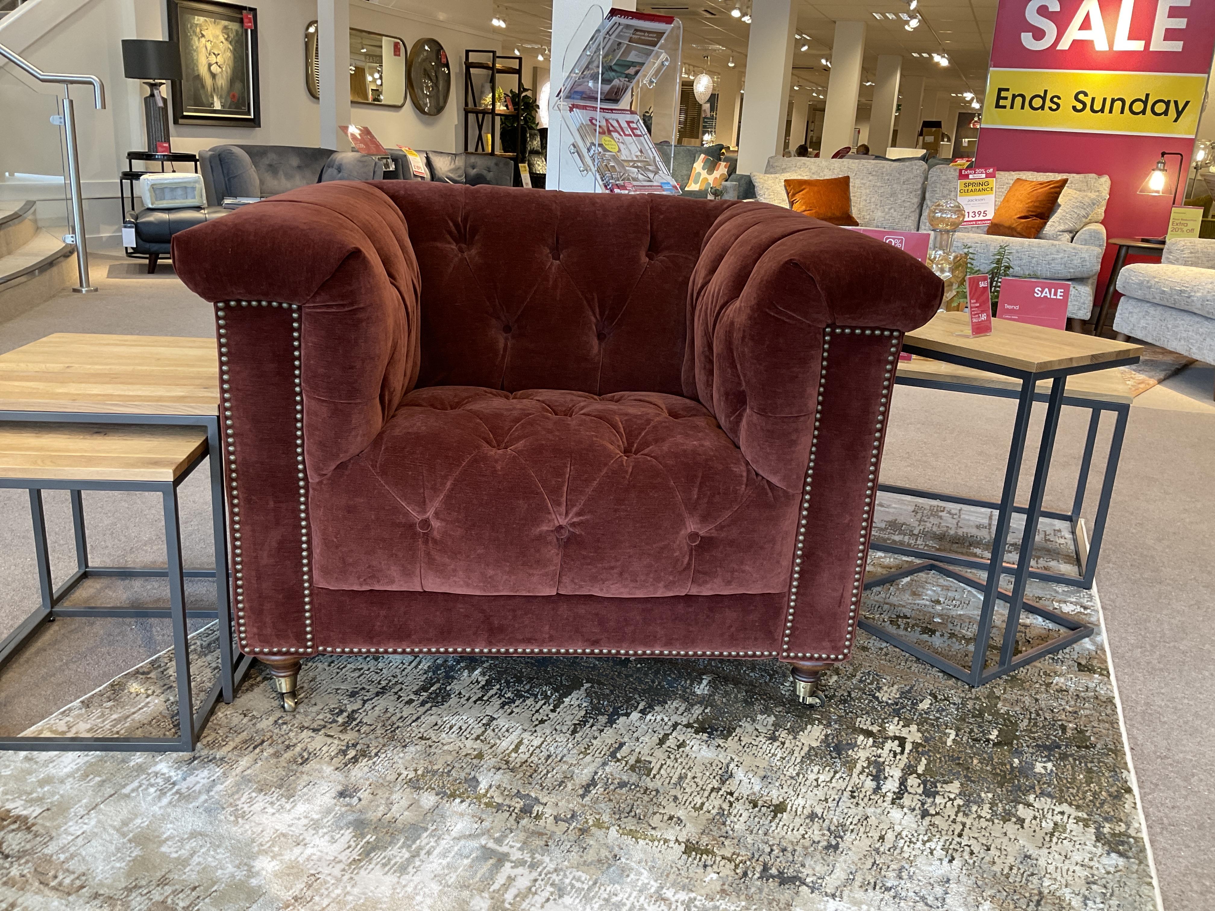 Wallace Fabric Chesterfield Chair in  on Furniture Village