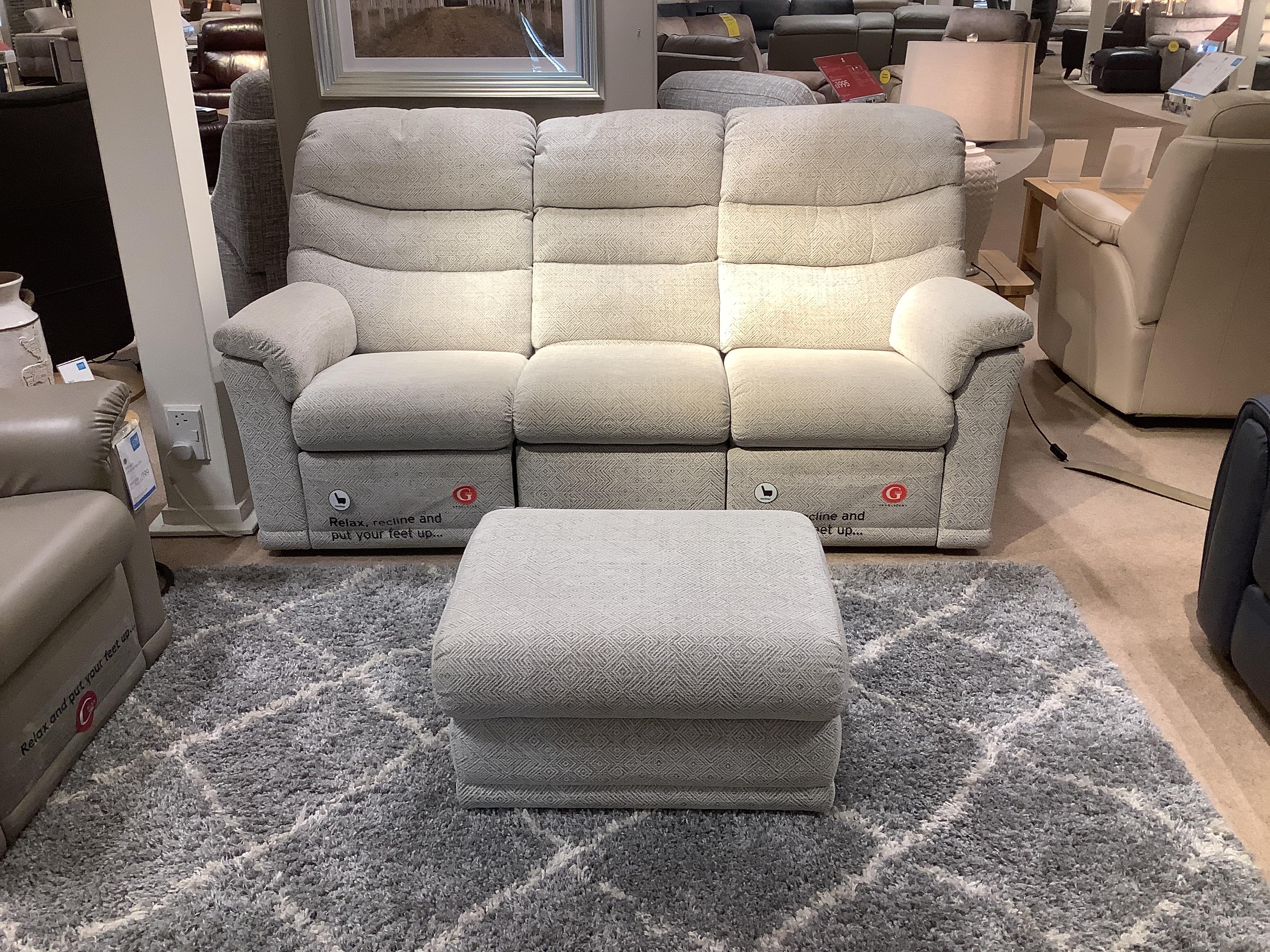 Malvern 3 seater manual recliner & footstool in  on Furniture Village
