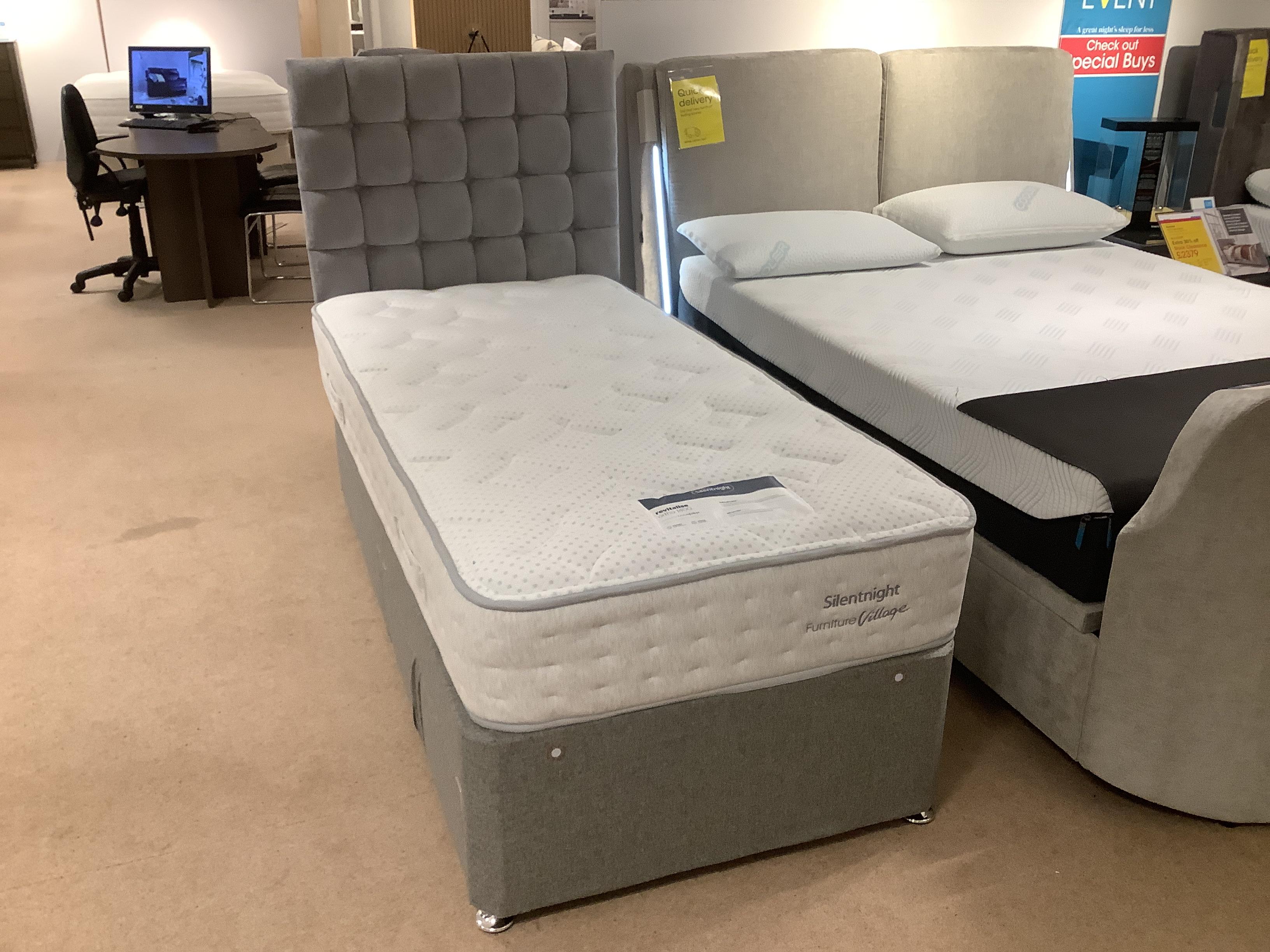 Silent  ight Revitalise 3’0 single divan set with 2 drawers & headboard in  on Furniture Village