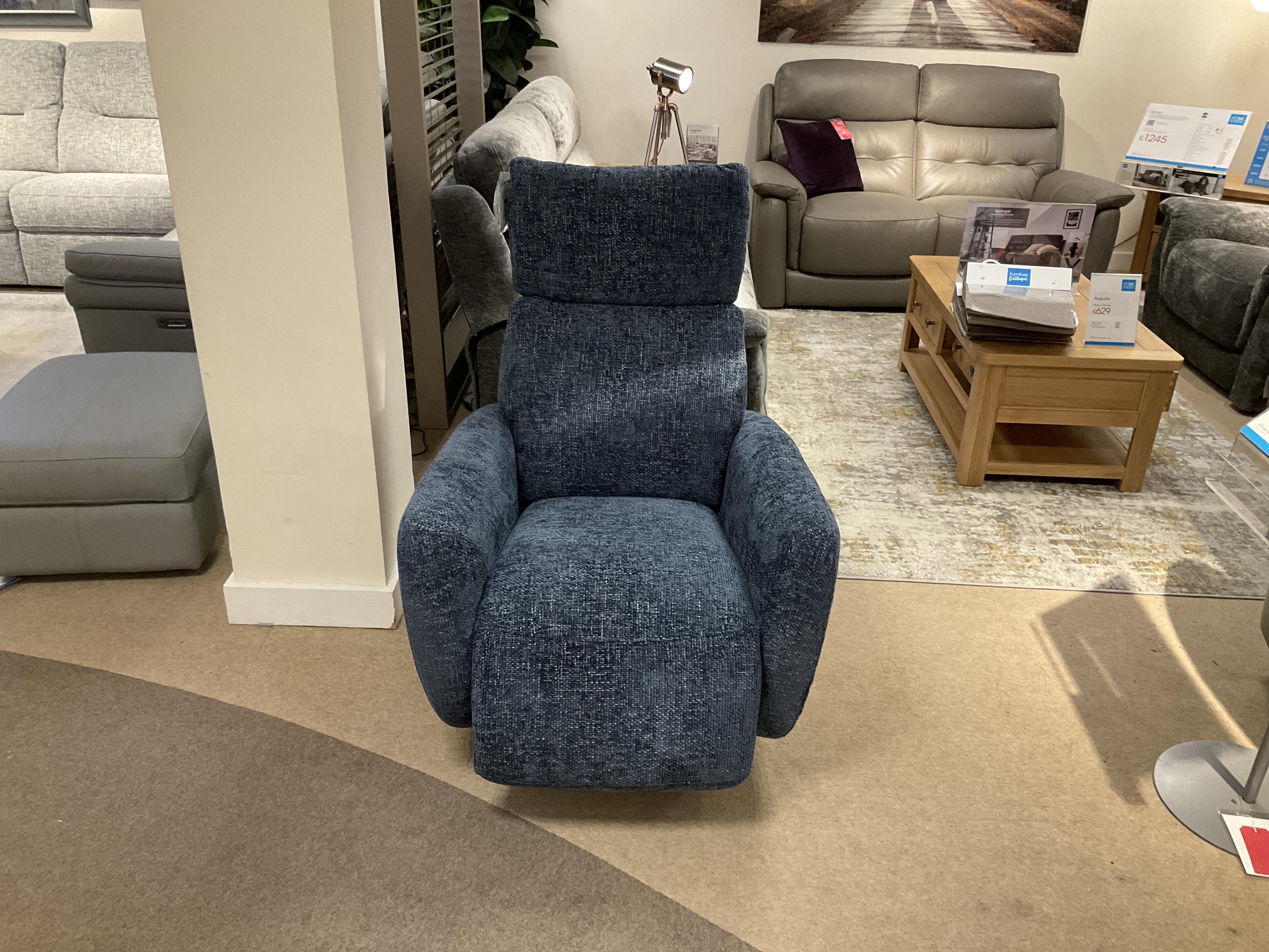 Designer Chair Collection Granada Fabric Power Recliner Swivel Chair with Massage Feature in  on Furniture Village