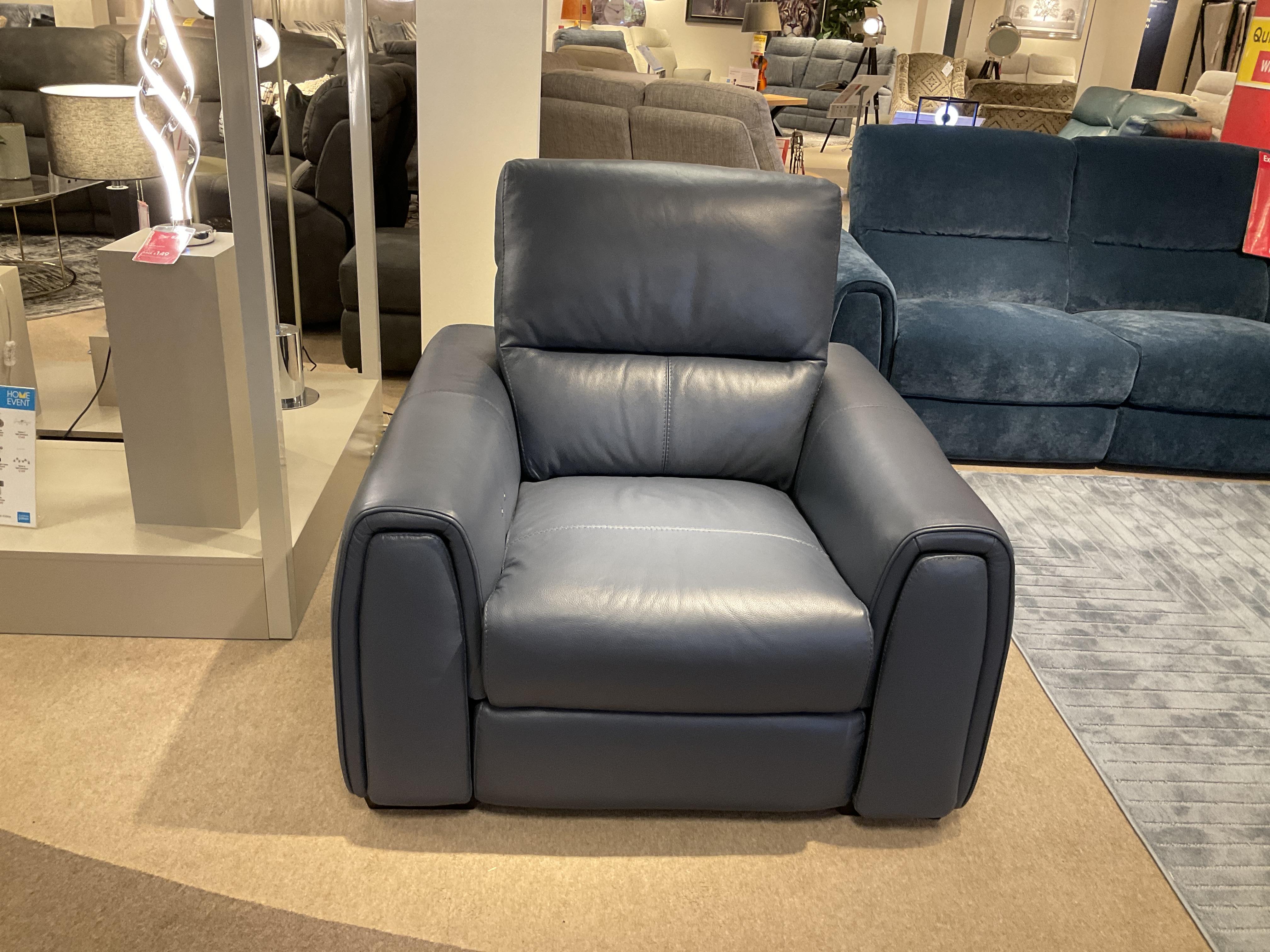Flex Leather Power Recliner Armchair with Storage Arms in  on Furniture Village